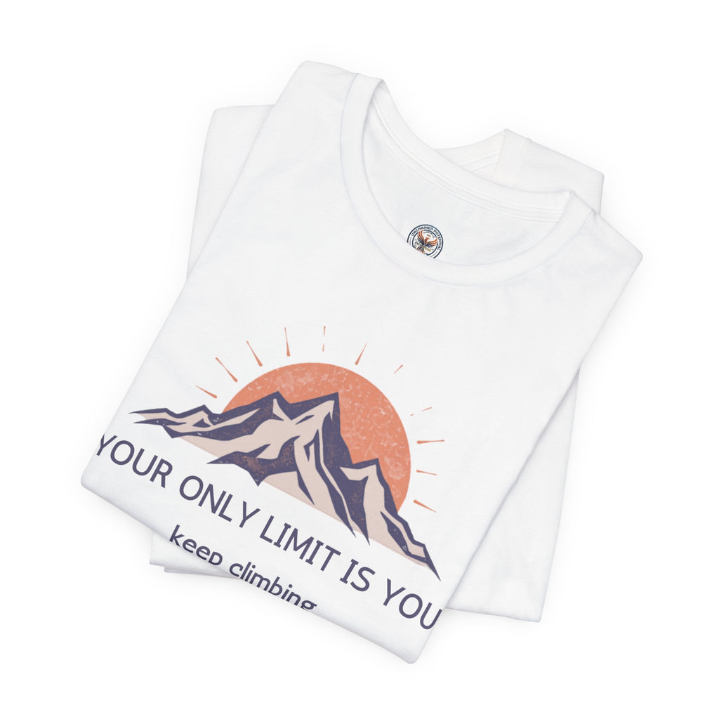 Motivational Mountain Tee — "Your Only Limit Is You" Short Sleeve Shirt