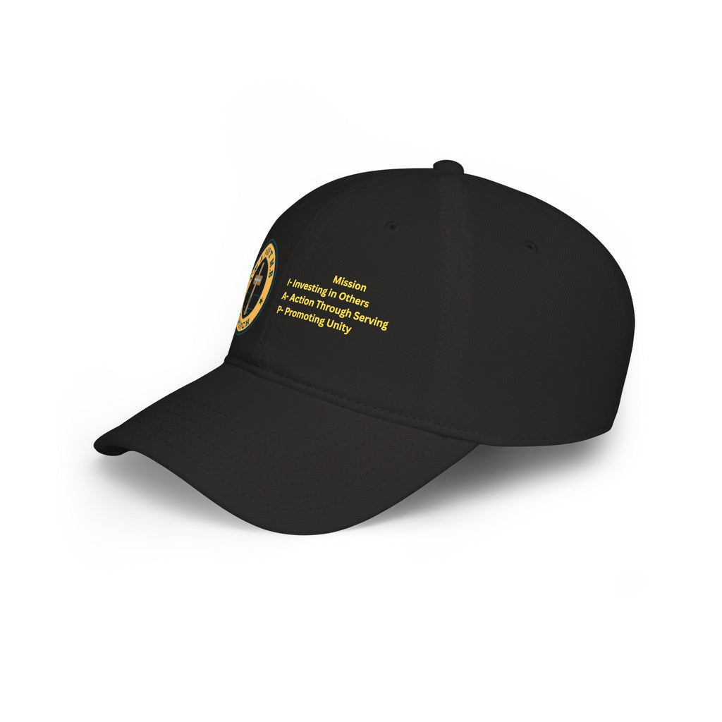 Church Mission Low Profile Baseball Cap — 'Mission: Investing in Others, Action Through Serving, Promoting Unity'