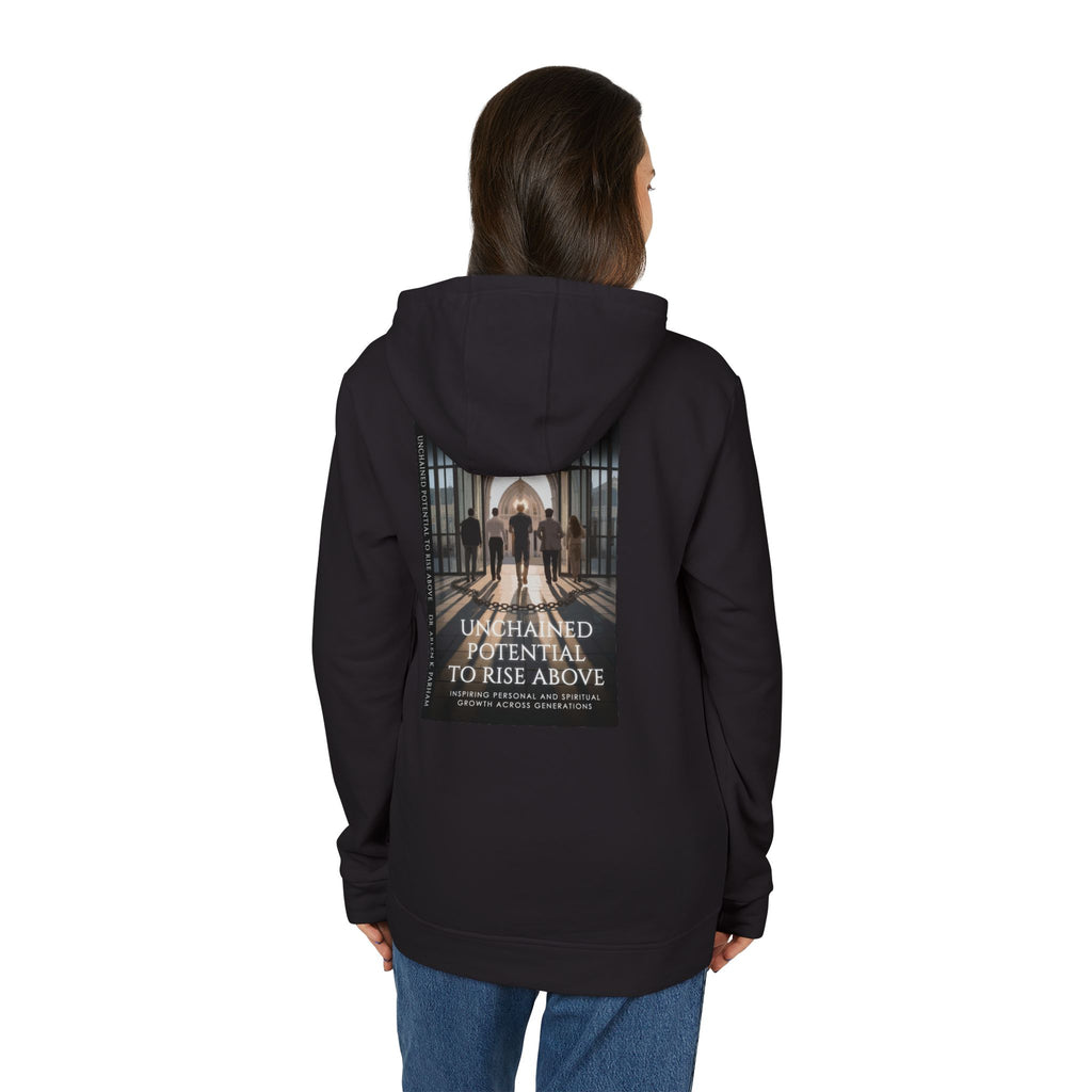 Motivational Photo Hoodie — "Unchained Potential to Rise Above" Graphic Hooded Sweatshirt