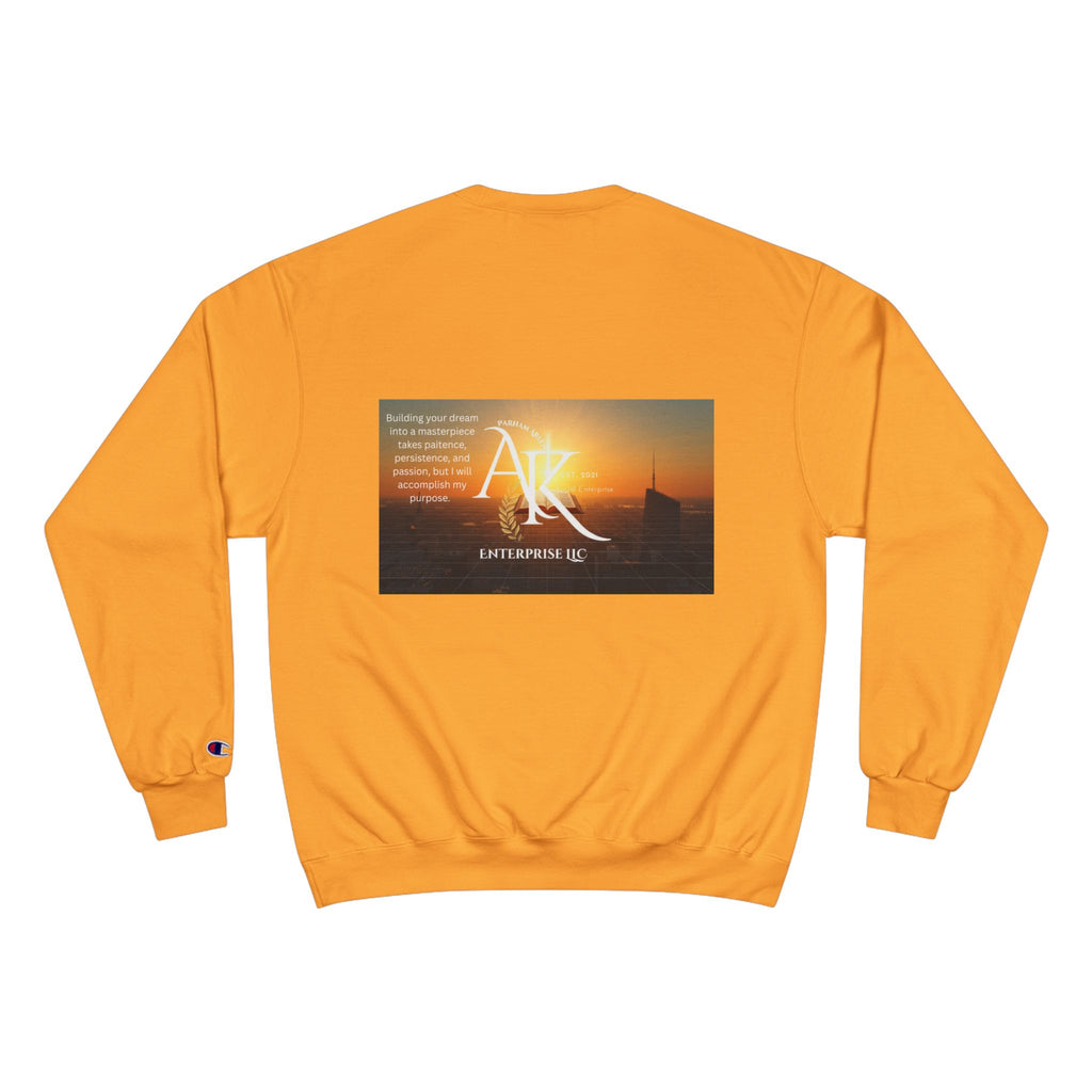 Champion Sweatshirt — 'AR' Sunrise Logo Crewneck (Motivational Cityscape)