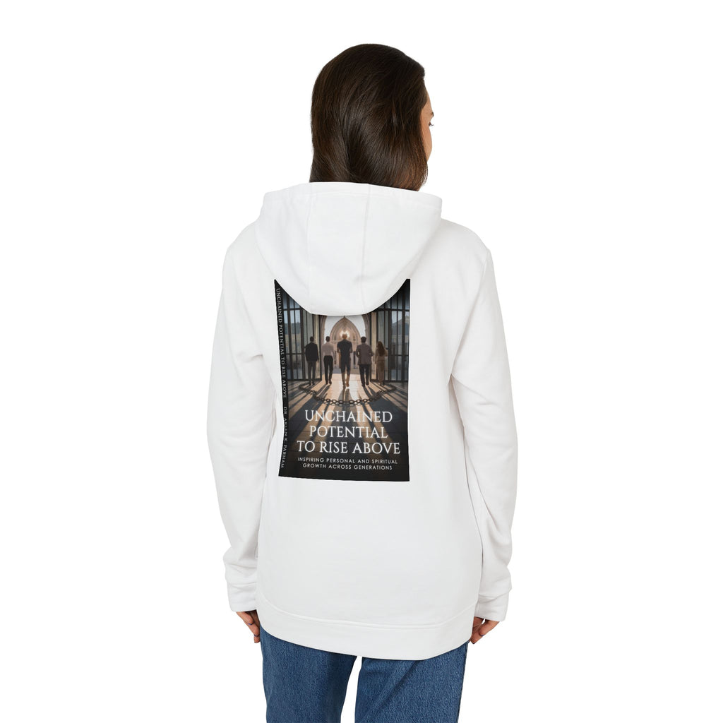 Motivational Photo Hoodie — "Unchained Potential to Rise Above" Graphic Hooded Sweatshirt