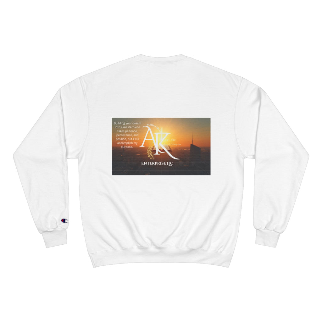 Champion Sweatshirt — 'AR' Sunrise Logo Crewneck (Motivational Cityscape)