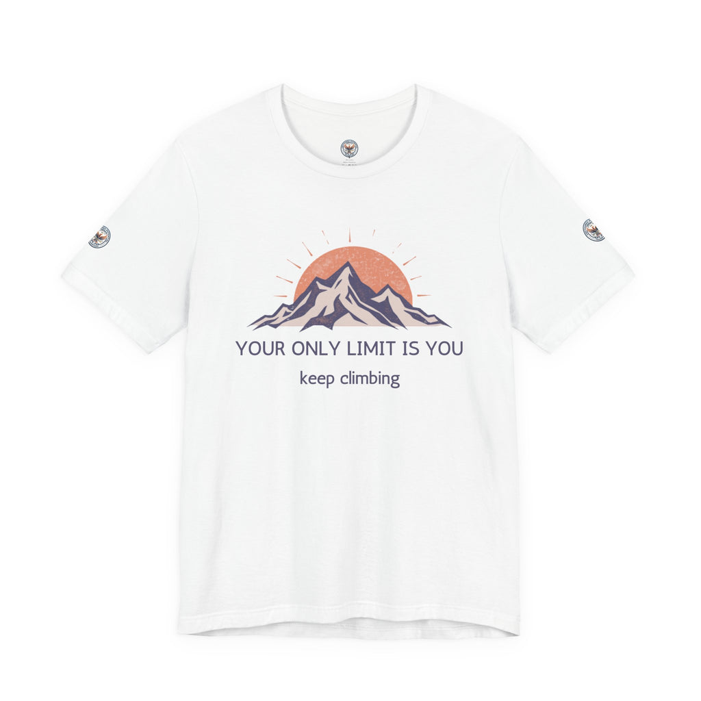Motivational Mountain Tee — "Your Only Limit Is You" Short Sleeve Shirt