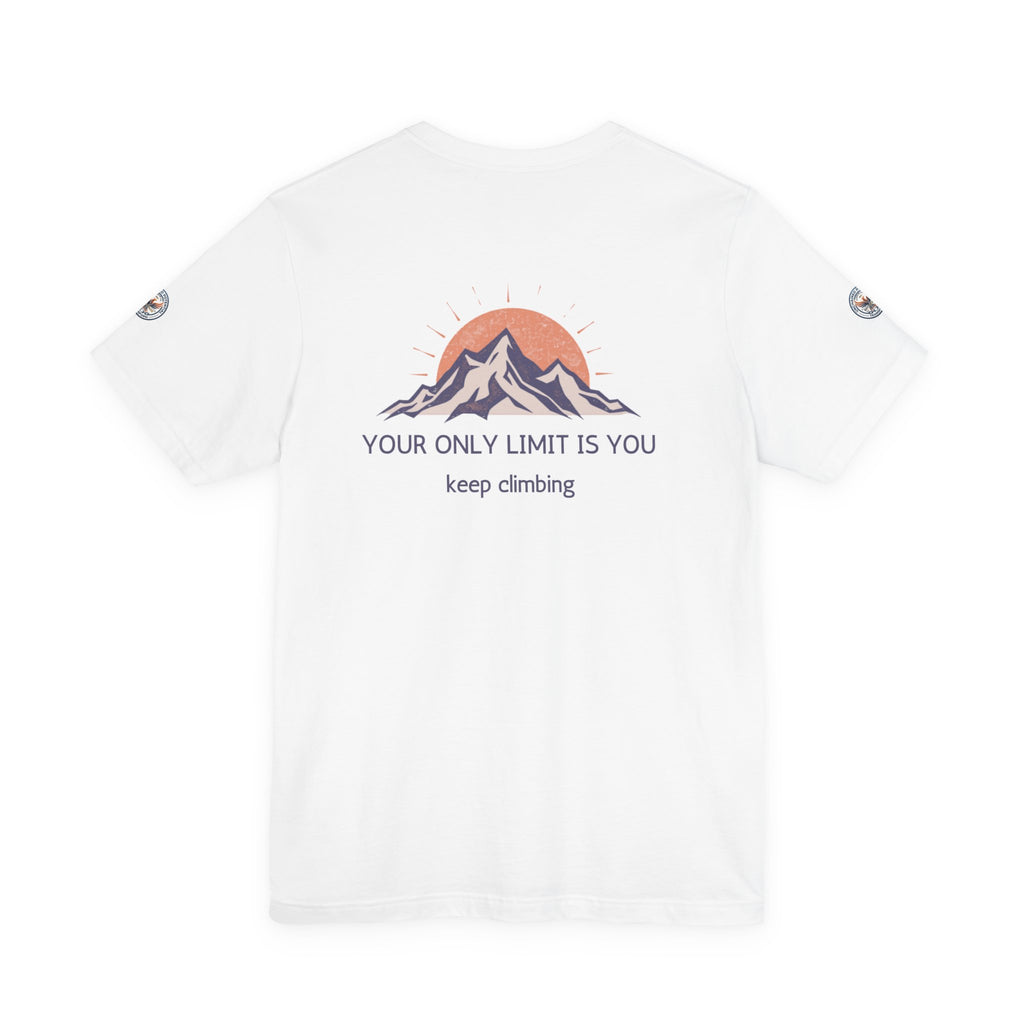 Motivational Mountain Tee — "Your Only Limit Is You" Short Sleeve Shirt