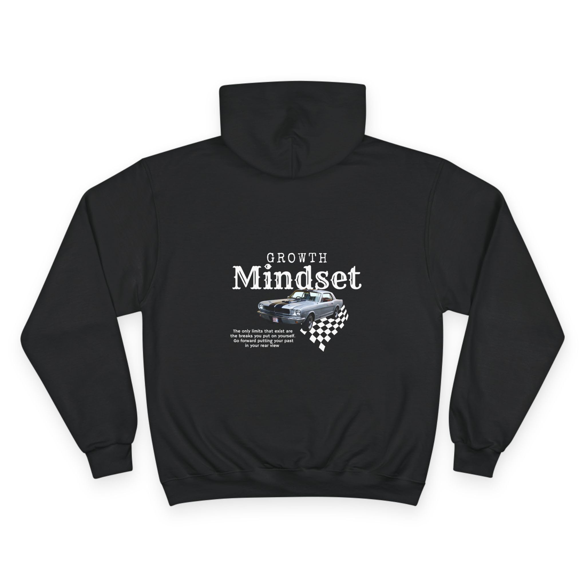 Vintage Muscle Car Hoodie | Small Chest Emblem, Back Car Graphic