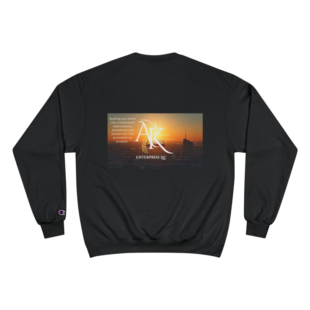 Champion Sweatshirt — 'AR' Sunrise Logo Crewneck (Motivational Cityscape)