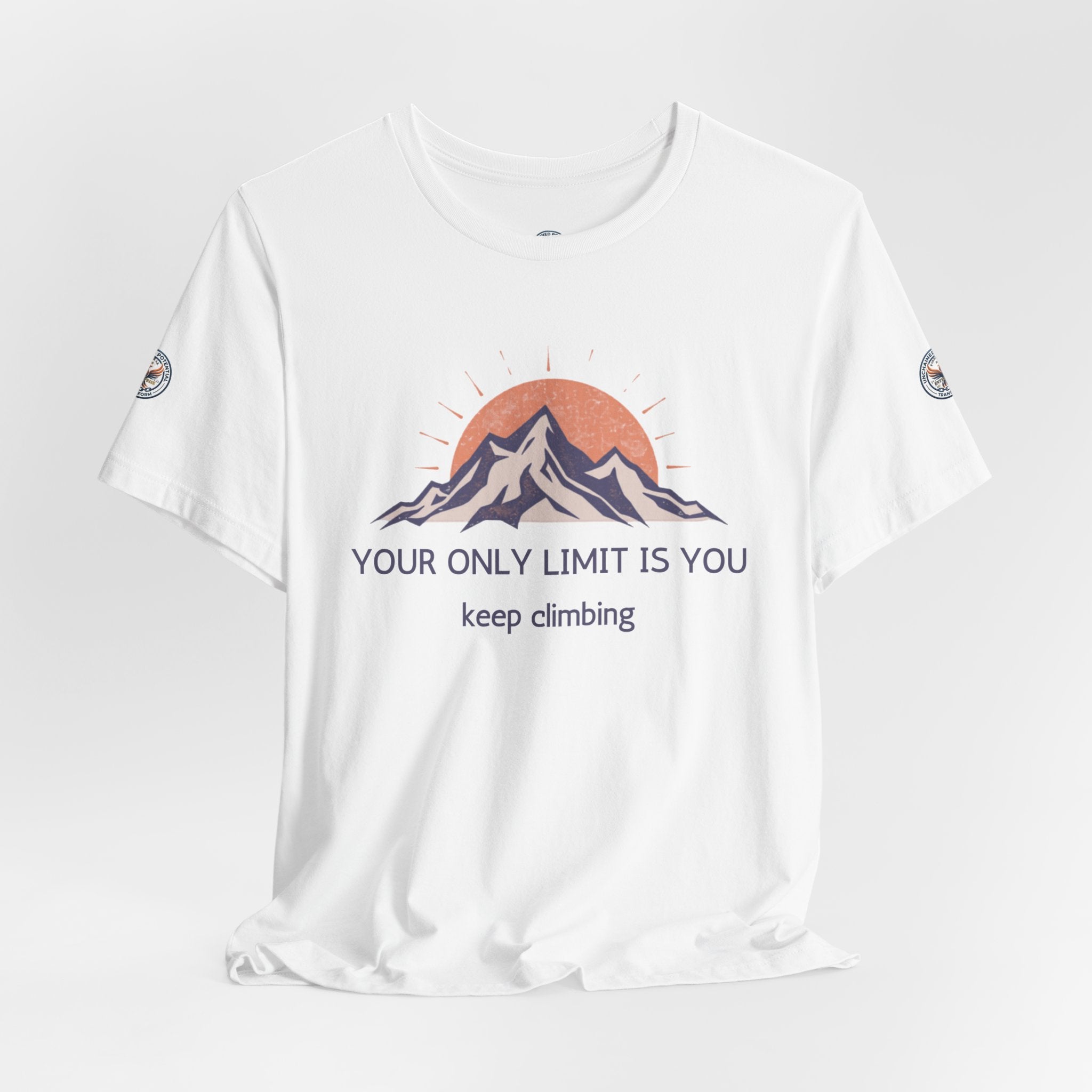 Motivational Mountain Tee — "Your Only Limit Is You" Short Sleeve Shirt