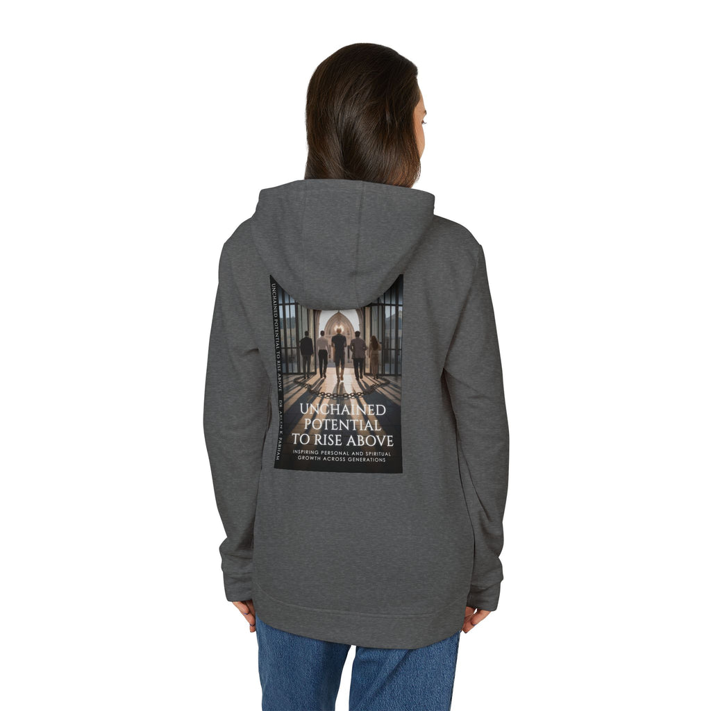 Motivational Photo Hoodie — "Unchained Potential to Rise Above" Graphic Hooded Sweatshirt