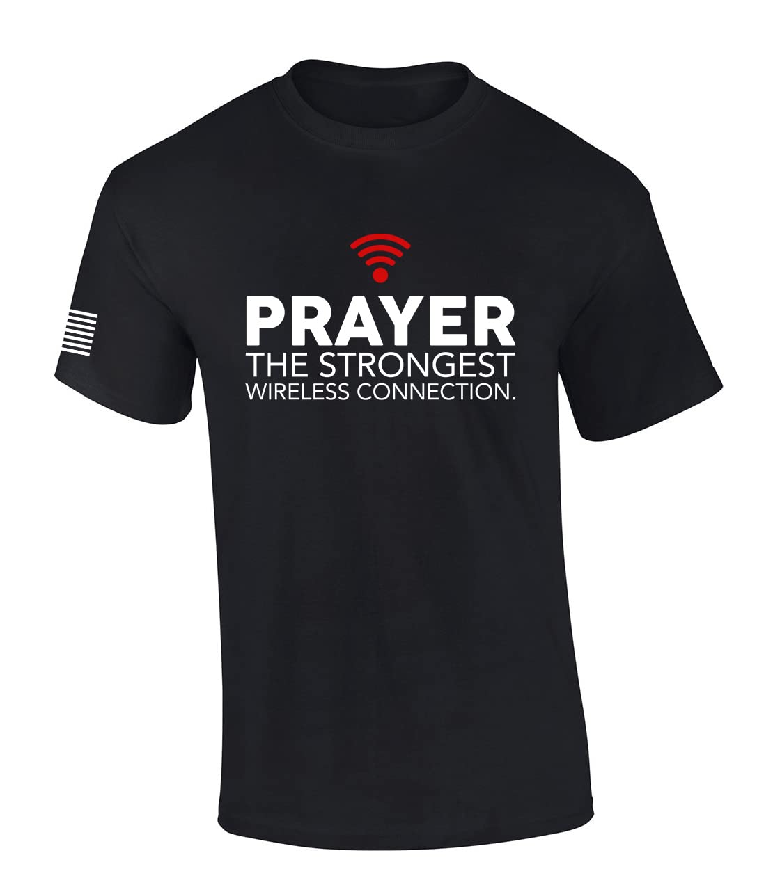 Mens Christian Shirt Prayer The Strongest Wireless Connection Flag Sleeve Short Sleeve T-Shirt Graphic Tee