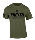 Mens Christian Shirt Prayer The Strongest Wireless Connection Flag Sleeve Short Sleeve T-Shirt Graphic Tee