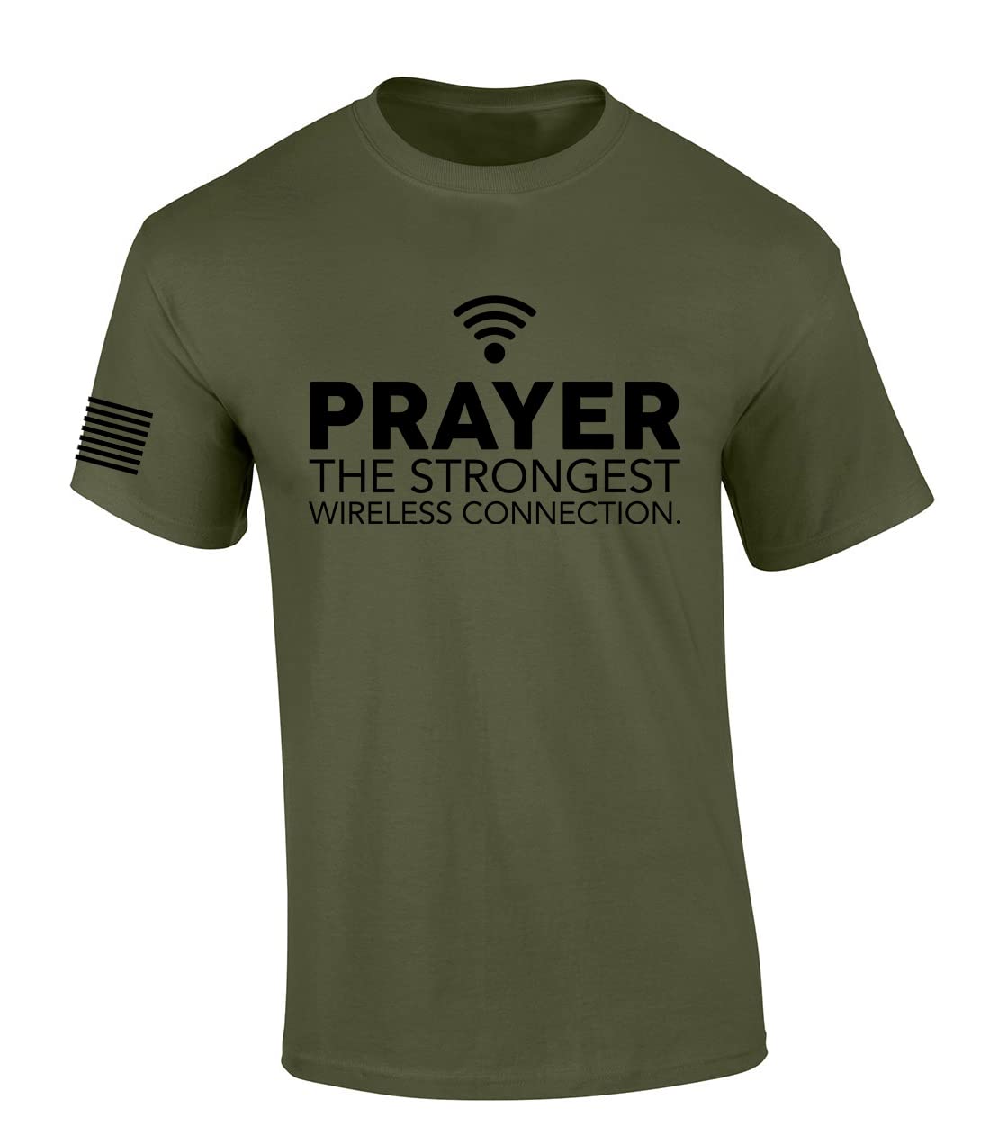 Mens Christian Shirt Prayer The Strongest Wireless Connection Flag Sleeve Short Sleeve T-Shirt Graphic Tee