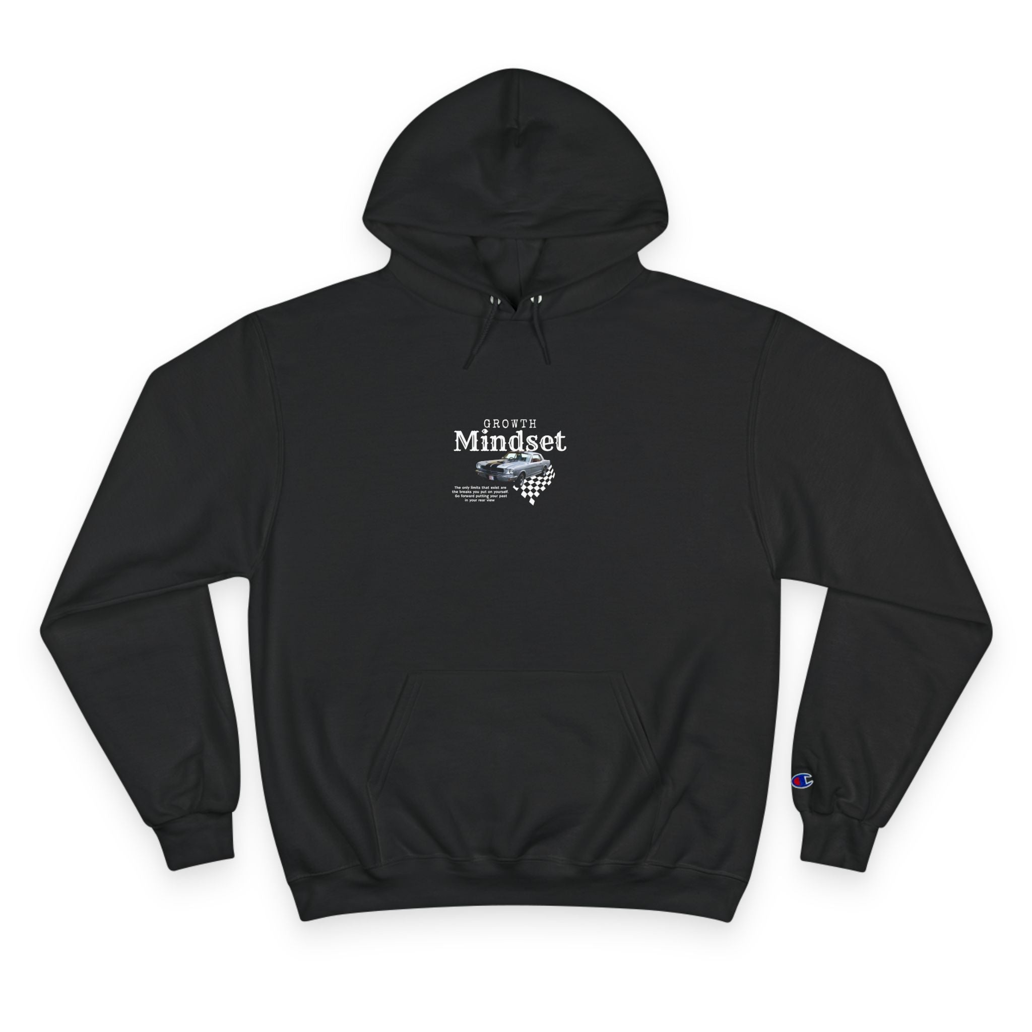 Growth Mindset Hoodie — Motivational Champion Hoodie with Car & Checkered Design