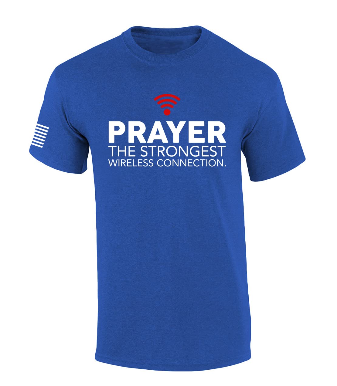 Mens Christian Shirt Prayer The Strongest Wireless Connection Flag Sleeve Short Sleeve T-Shirt Graphic Tee