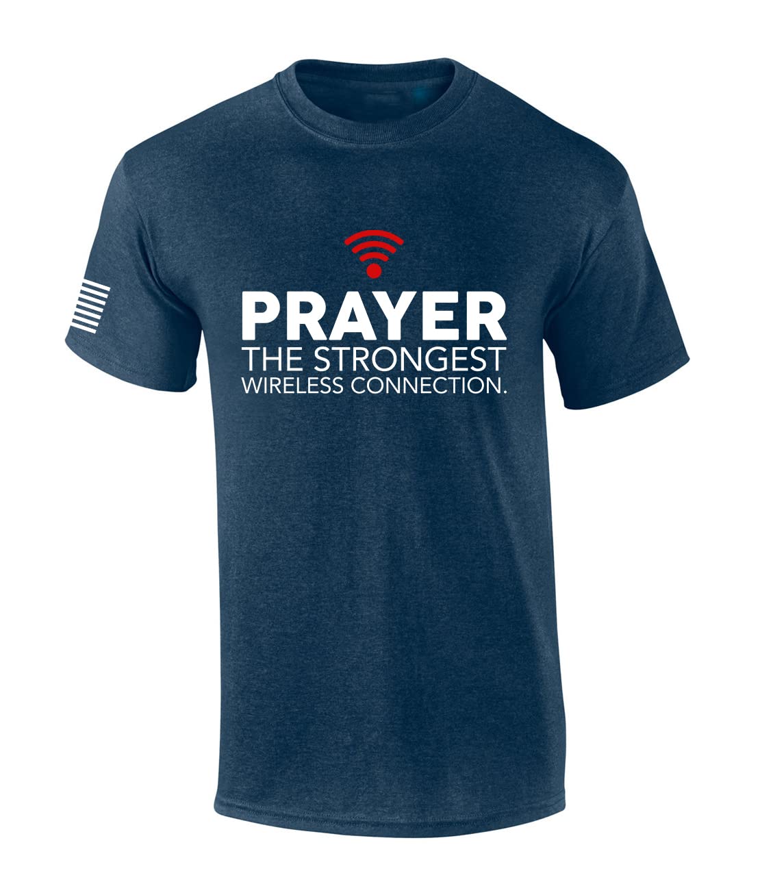 Mens Christian Shirt Prayer The Strongest Wireless Connection Flag Sleeve Short Sleeve T-Shirt Graphic Tee