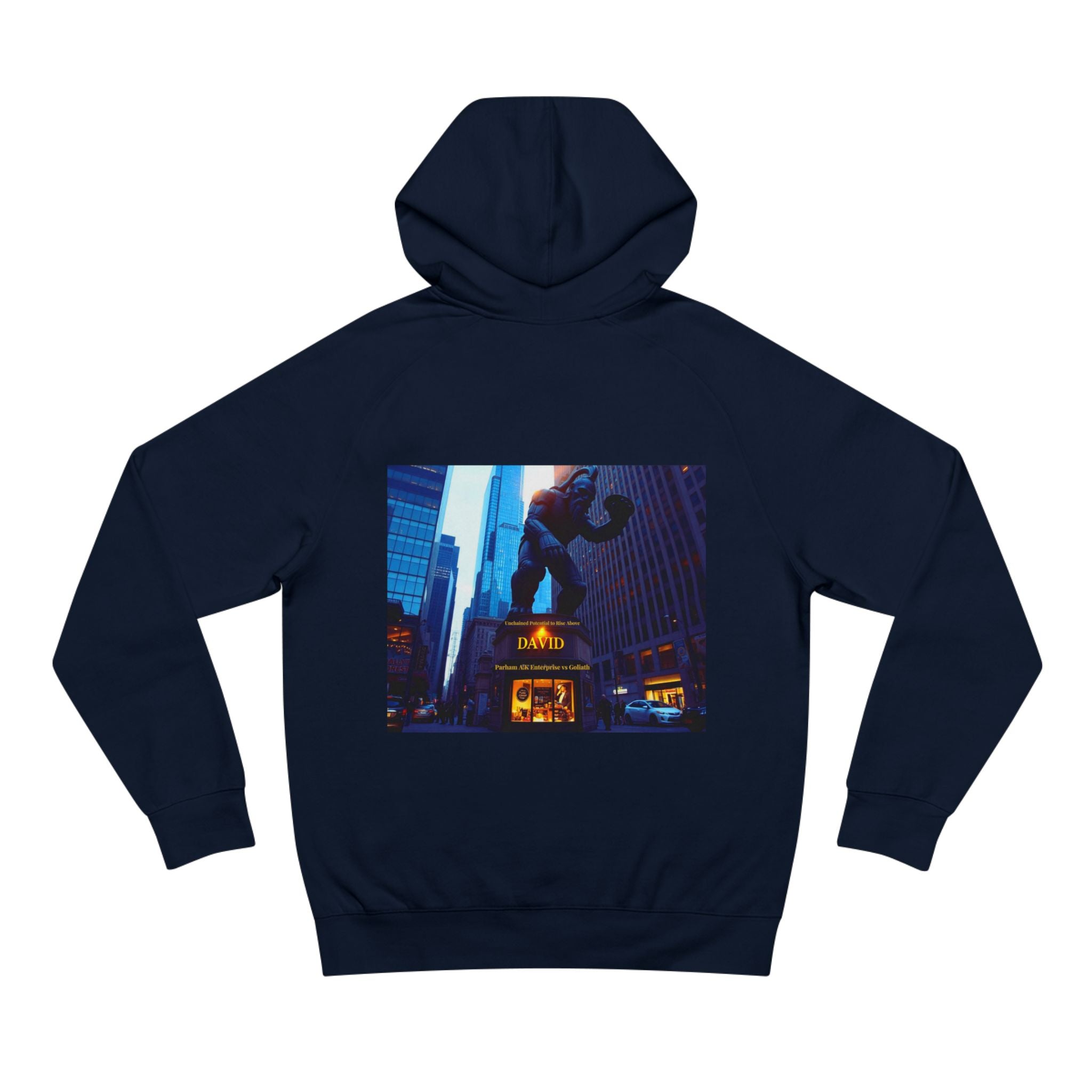 Vintage NYC Street Photo Hoodie — Times Square Statue Graphic Sweatshirt