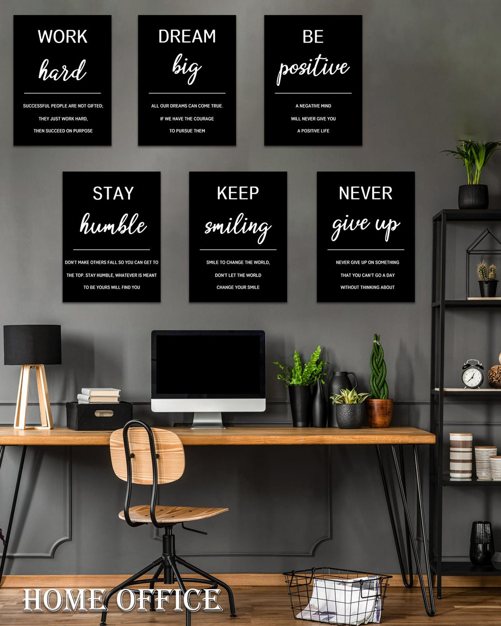 Drsoum Inspirational Office Wall Art - Motivational Quotes for Living Room - Encouraging Canvas Posters for Bedroom - Sayings for Wall Decor - 8” x10” x6 PCS (FRAMED)