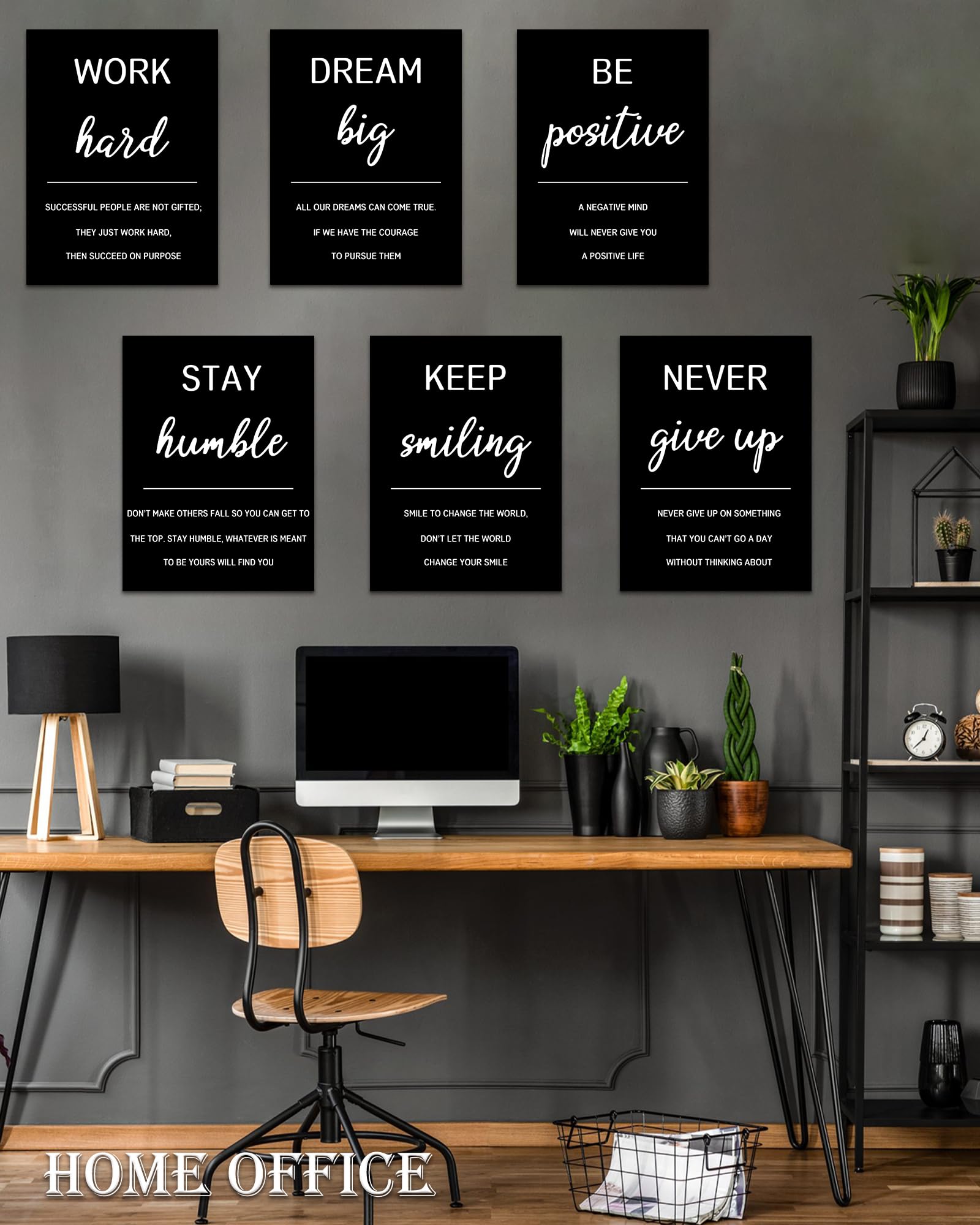 Drsoum Inspirational Office Wall Art - Motivational Quotes for Living Room - Encouraging Canvas Posters for Bedroom - Sayings for Wall Decor - 8” x10” x6 PCS (FRAMED)