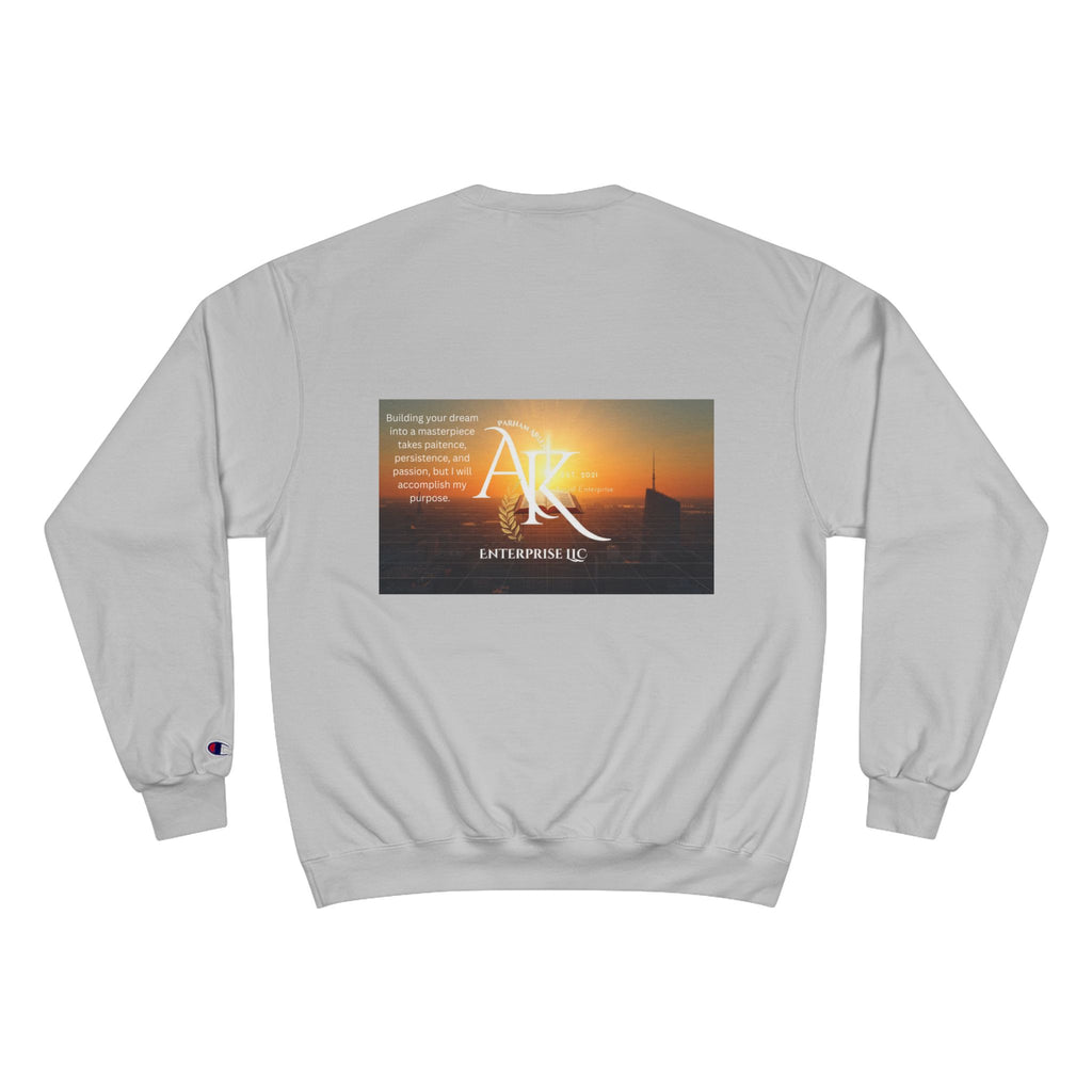 Champion Sweatshirt — 'AR' Sunrise Logo Crewneck (Motivational Cityscape)