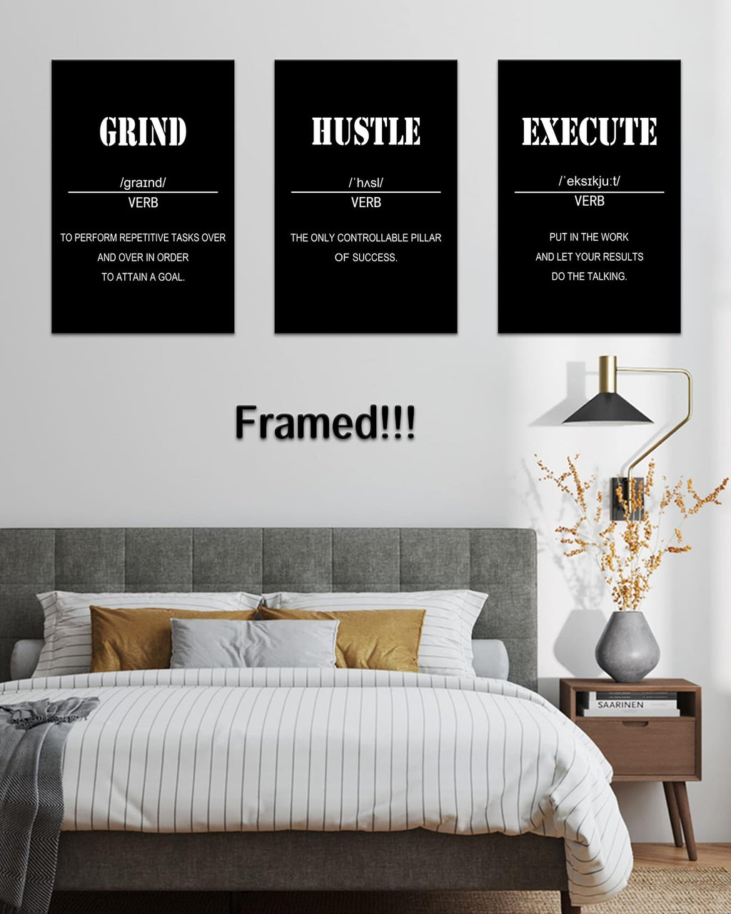 Drsoum Inspirational Office Wall Art - Motivational Quotes for Living Room - Encouraging Canvas Posters for Bedroom - Sayings for Wall Decor - 8” x10” x6 PCS (FRAMED)