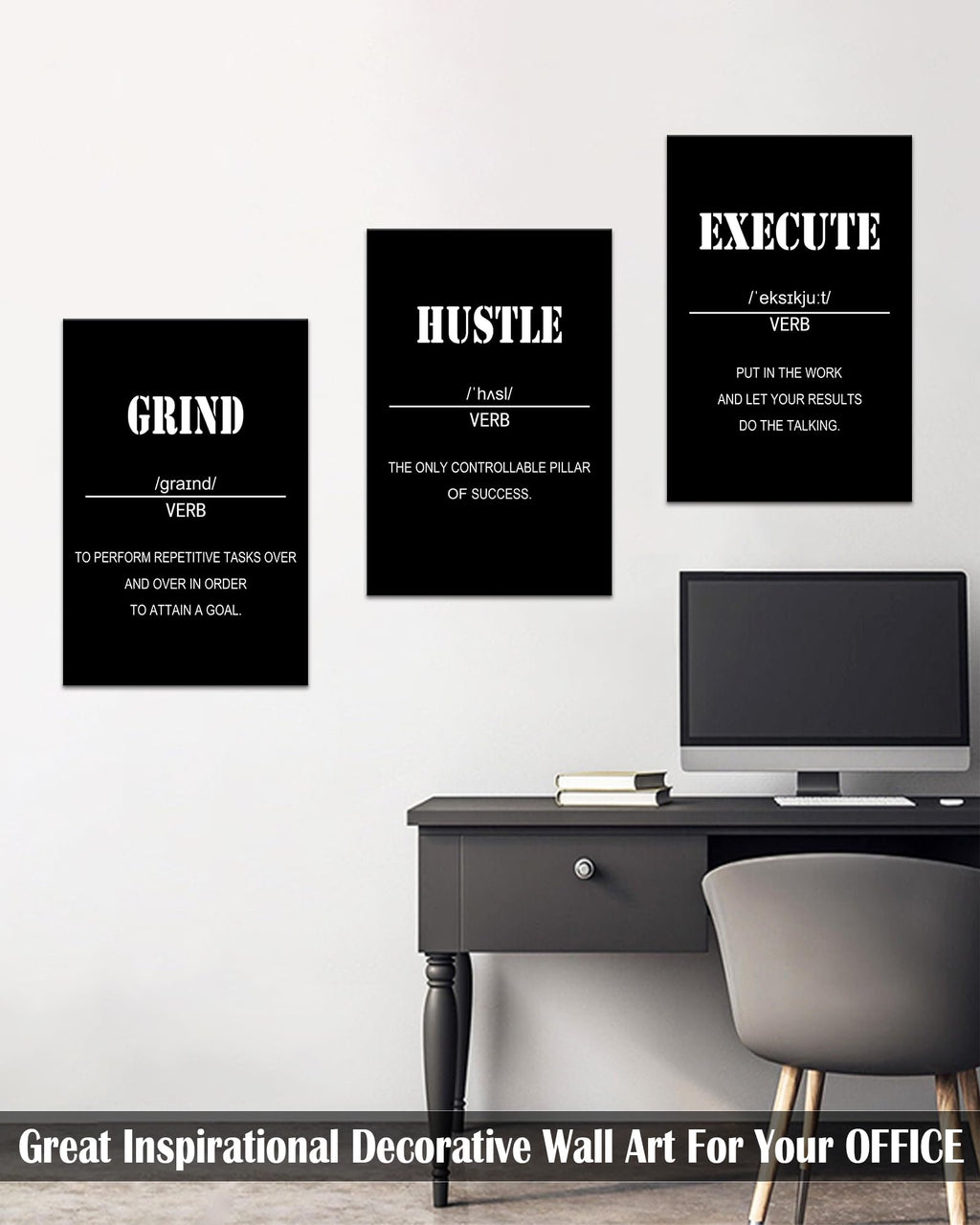 Drsoum Inspirational Office Wall Art - Motivational Quotes for Living Room - Encouraging Canvas Posters for Bedroom - Sayings for Wall Decor - 8” x10” x6 PCS (FRAMED)