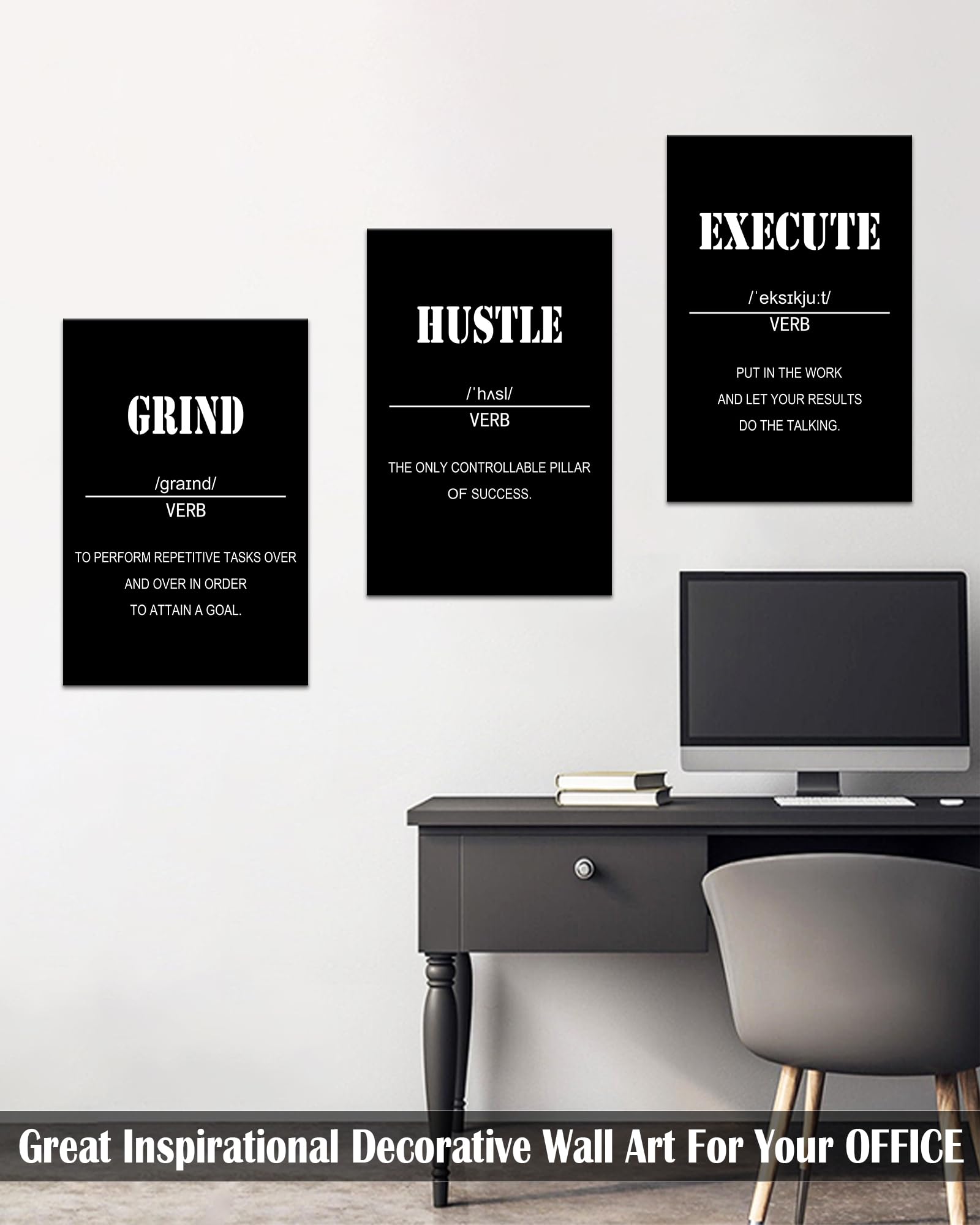 Drsoum Inspirational Office Wall Art - Motivational Quotes for Living Room - Encouraging Canvas Posters for Bedroom - Sayings for Wall Decor - 8” x10” x6 PCS (FRAMED)