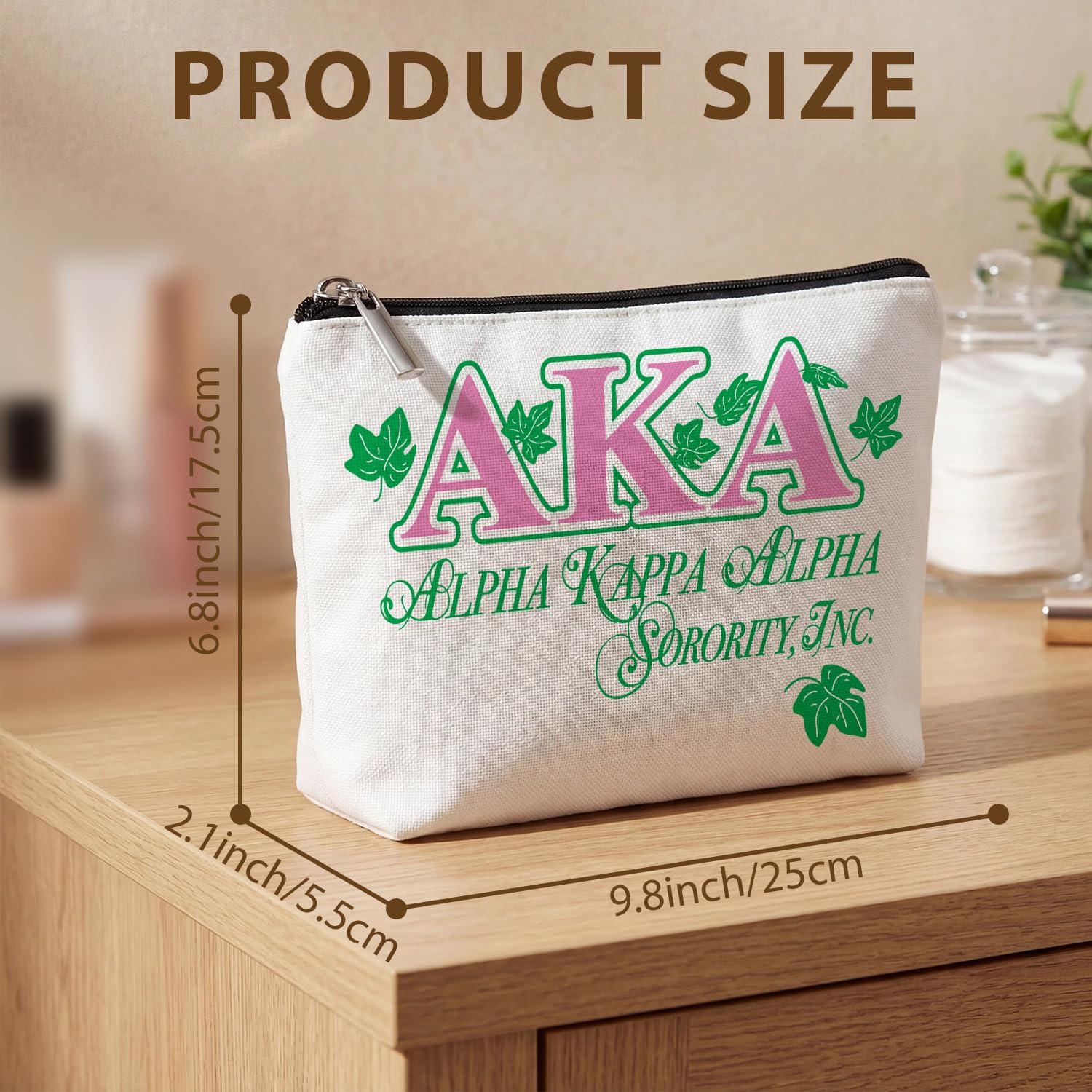 AKA Makeup Bag for Women Mom, AKA Paraphernalia Cosmetic Bag for Sisters, Pink and Green Decor Travel Toiletry Bag for Friends, AKA Sorority Gifts for Women