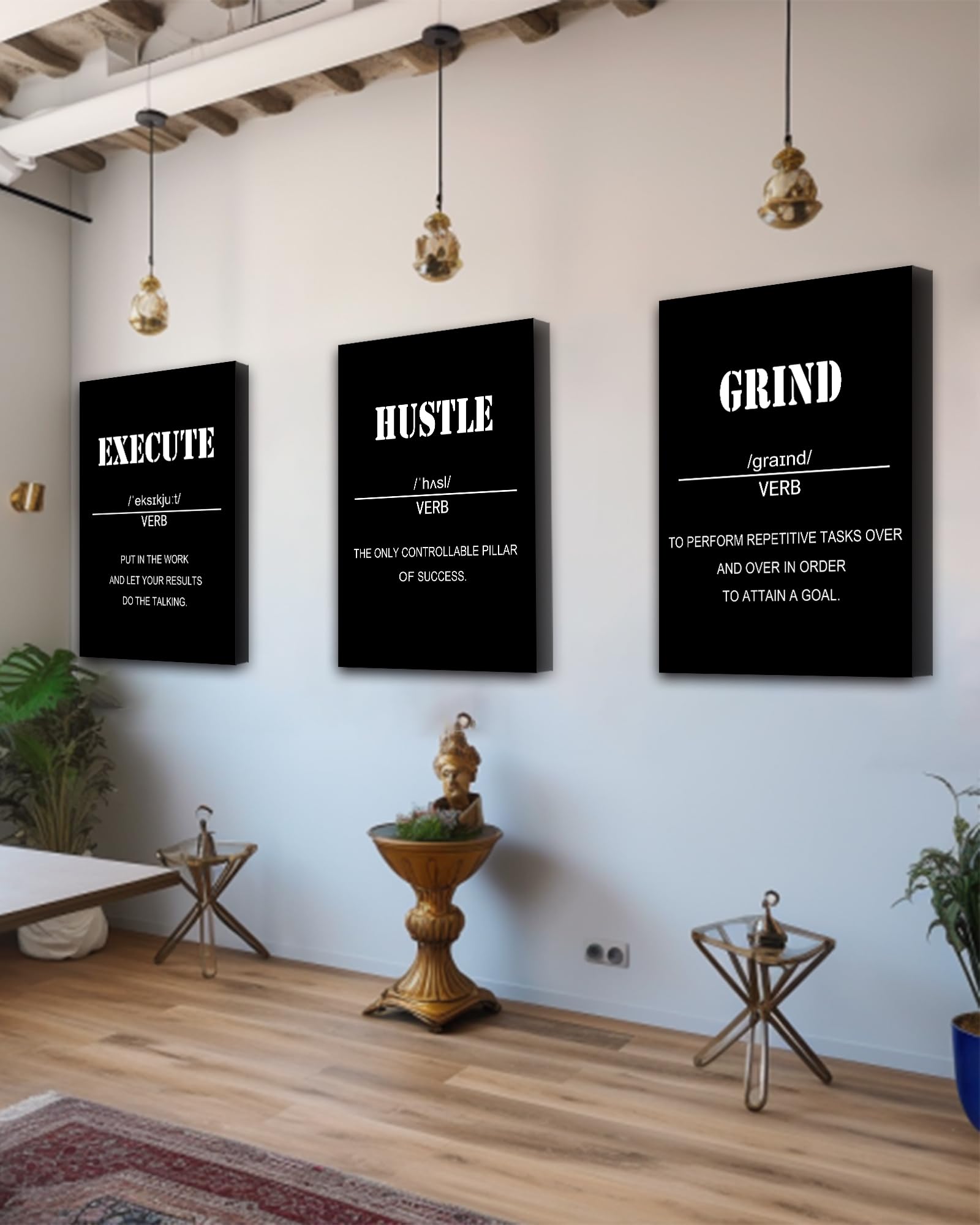 Drsoum Inspirational Office Wall Art - Motivational Quotes for Living Room - Encouraging Canvas Posters for Bedroom - Sayings for Wall Decor - 8” x10” x6 PCS (FRAMED)