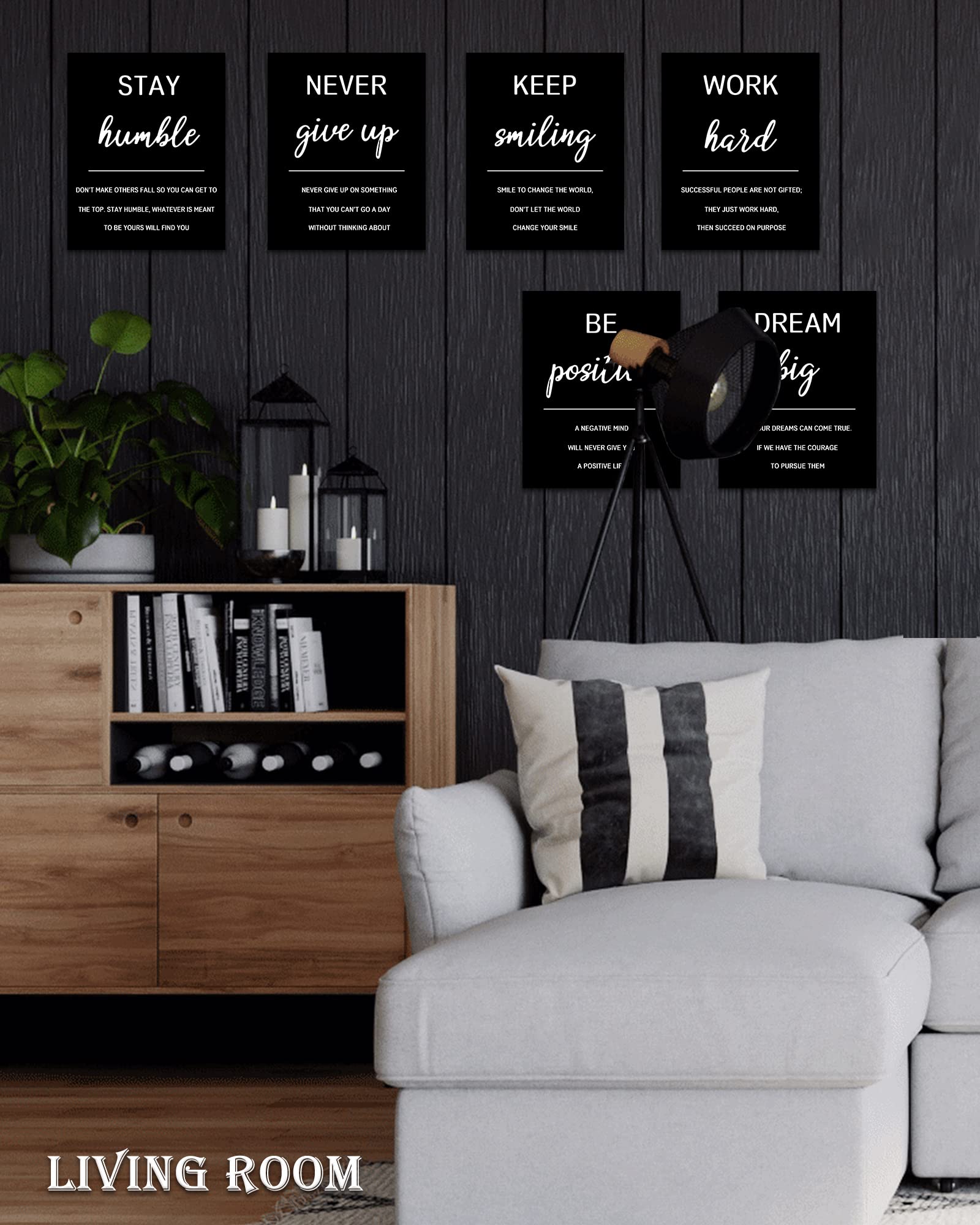 Drsoum Inspirational Office Wall Art - Motivational Quotes for Living Room - Encouraging Canvas Posters for Bedroom - Sayings for Wall Decor - 8” x10” x6 PCS (FRAMED)