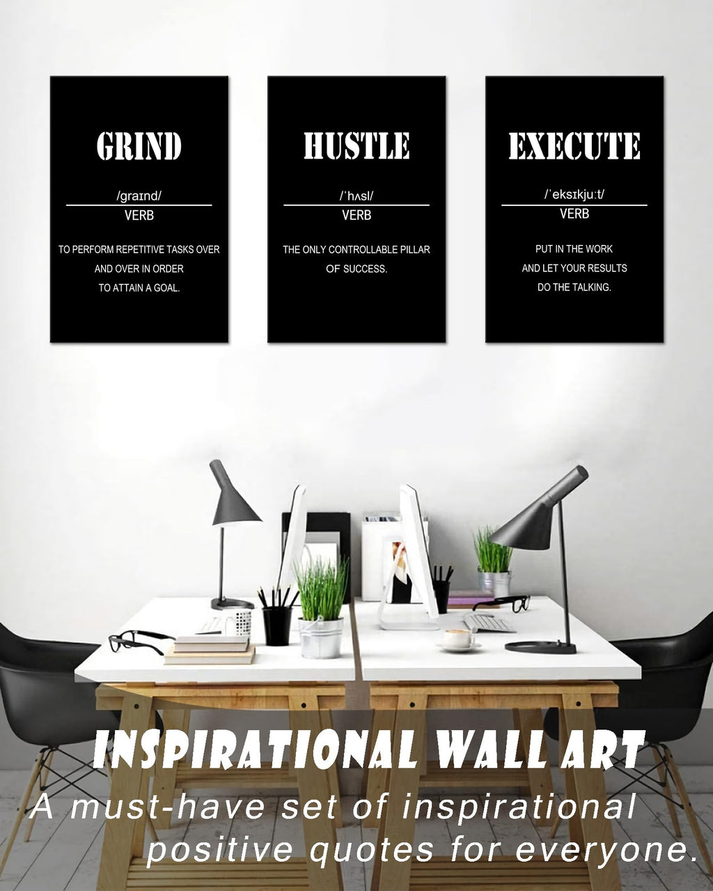 Drsoum Inspirational Office Wall Art - Motivational Quotes for Living Room - Encouraging Canvas Posters for Bedroom - Sayings for Wall Decor - 8” x10” x6 PCS (FRAMED)