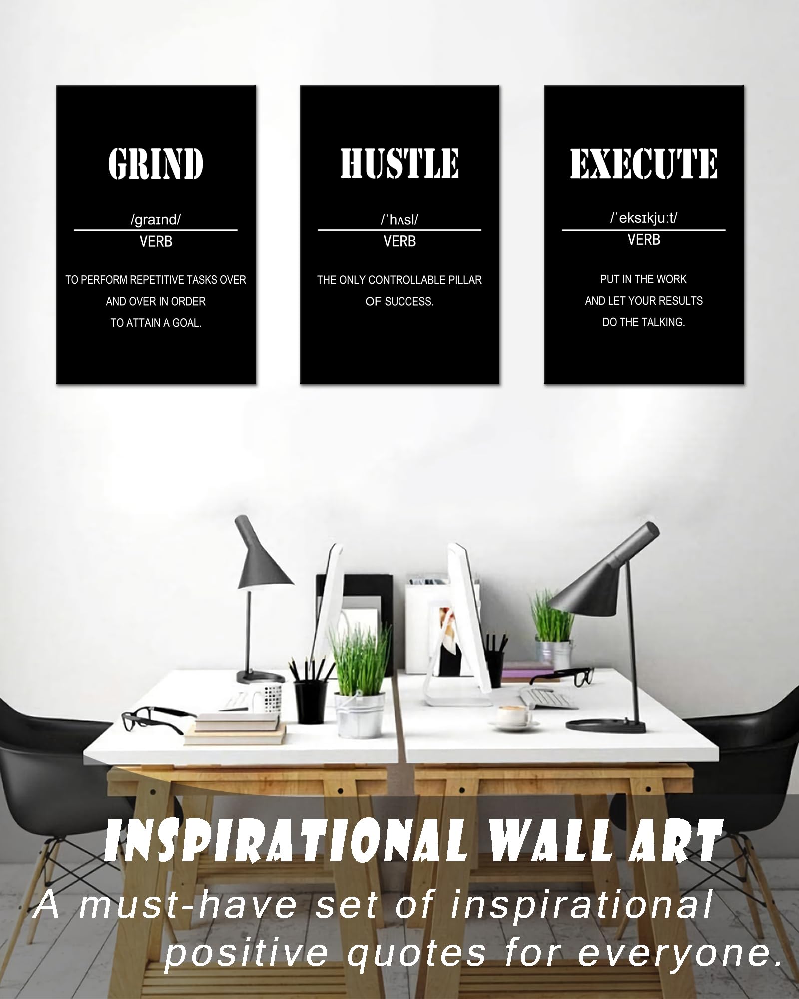 Drsoum Inspirational Office Wall Art - Motivational Quotes for Living Room - Encouraging Canvas Posters for Bedroom - Sayings for Wall Decor - 8” x10” x6 PCS (FRAMED)