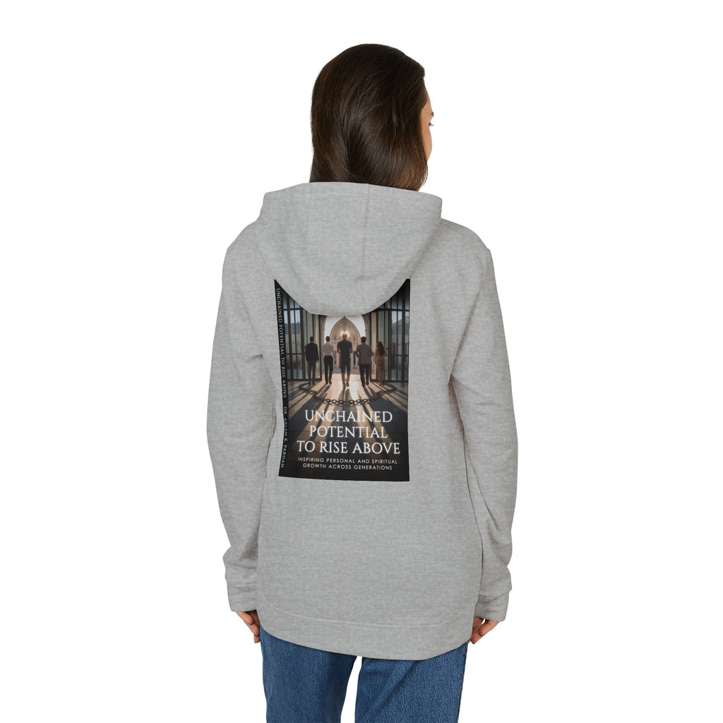 Motivational Photo Hoodie — "Unchained Potential to Rise Above" Graphic Hooded Sweatshirt