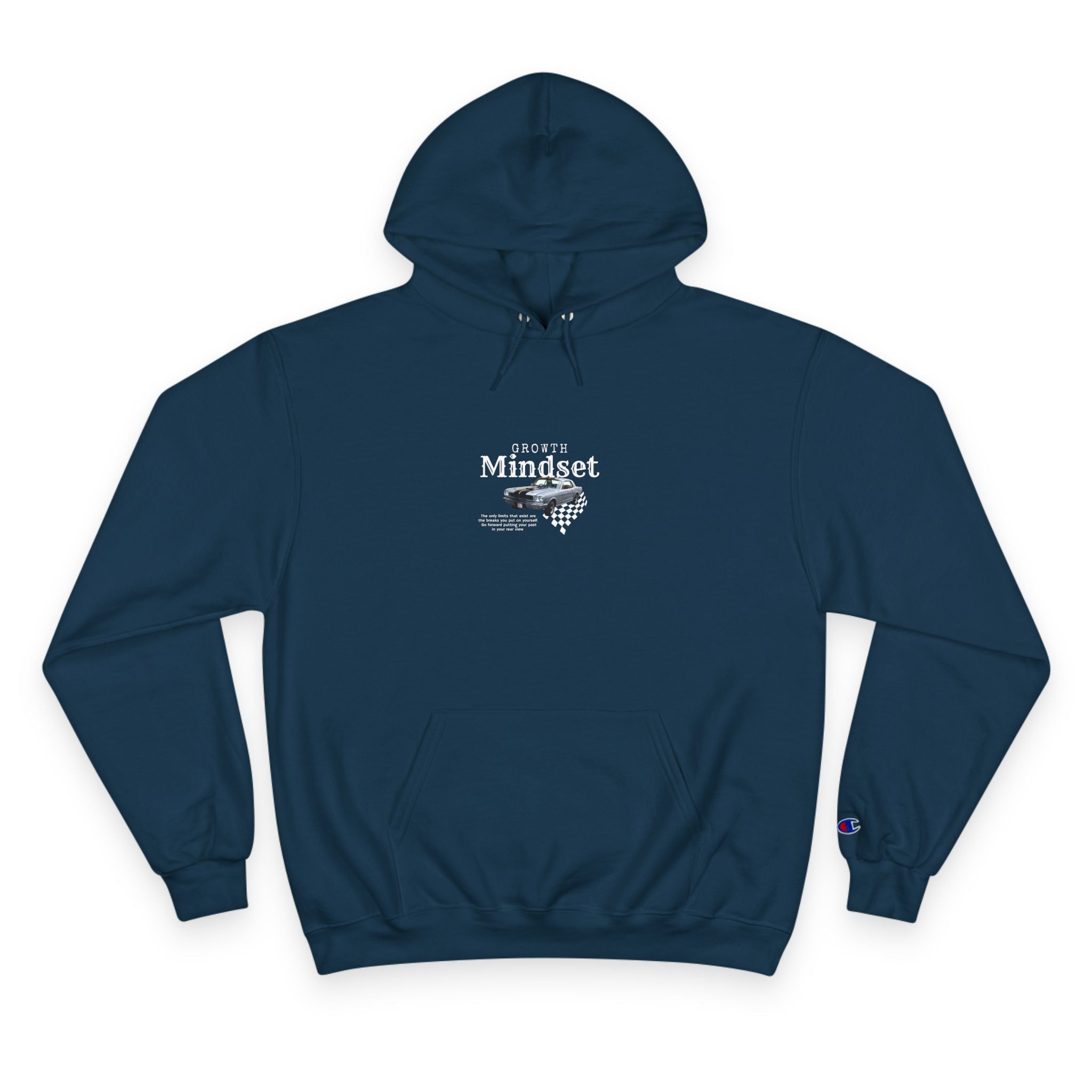 Growth Mindset Hoodie — Motivational Champion Hoodie with Car & Checkered Design