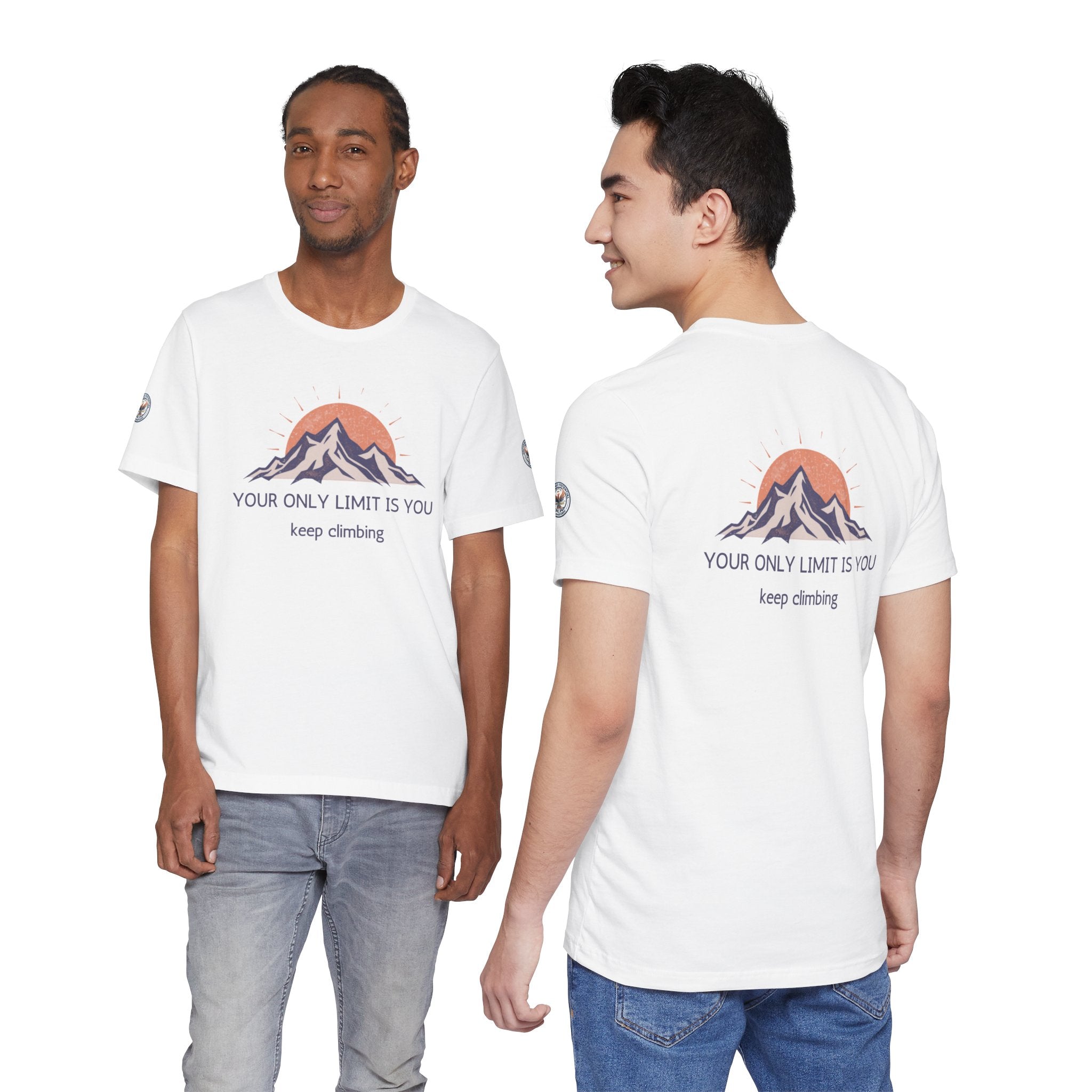 Motivational Mountain Tee — "Your Only Limit Is You" Short Sleeve Shirt