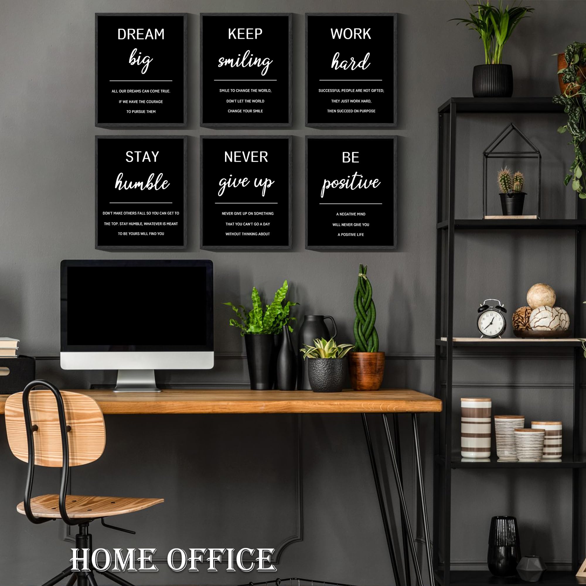Drsoum Inspirational Office Wall Art - Motivational Quotes for Living Room - Encouraging Canvas Posters for Bedroom - Sayings for Wall Decor - 8” x10” x6 PCS (FRAMED)