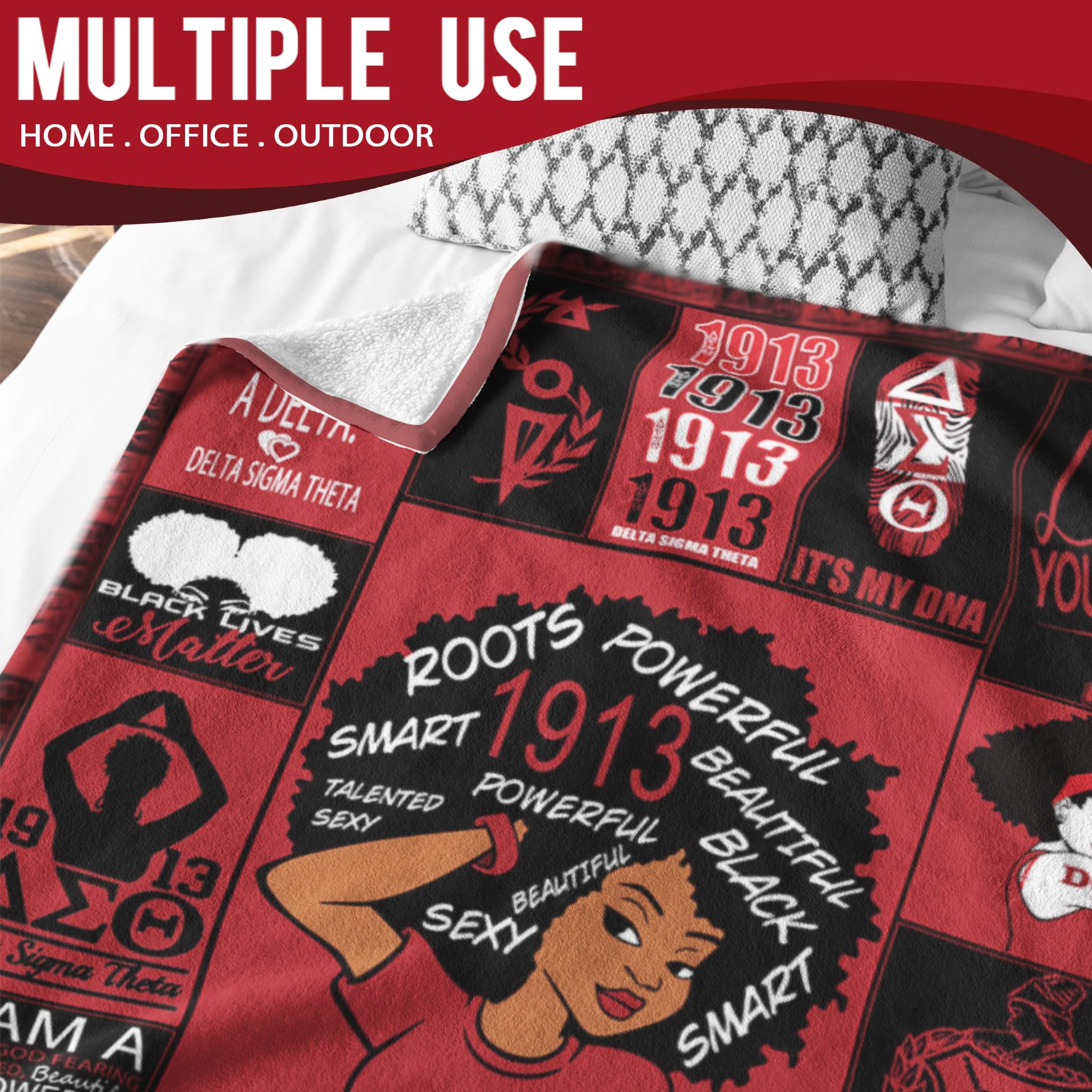 Sorority Gifts Throw Blanket – 320 GSM Fleece Greek Inspired Red Black Design for Women & Alumni (Red, 50×60")