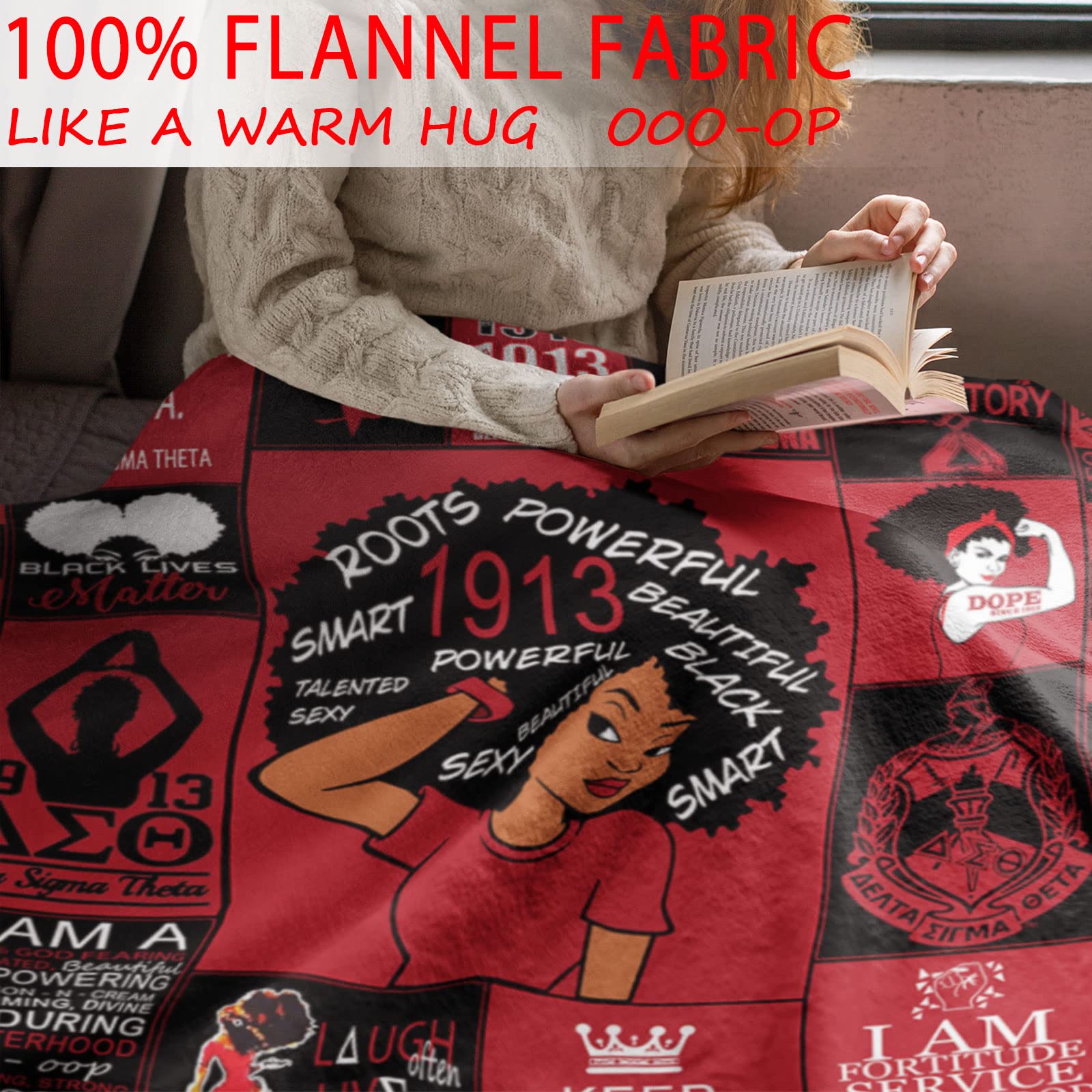 Sorority Gifts Throw Blanket – 320 GSM Fleece Greek Inspired Red Black Design for Women & Alumni (Red, 50×60")