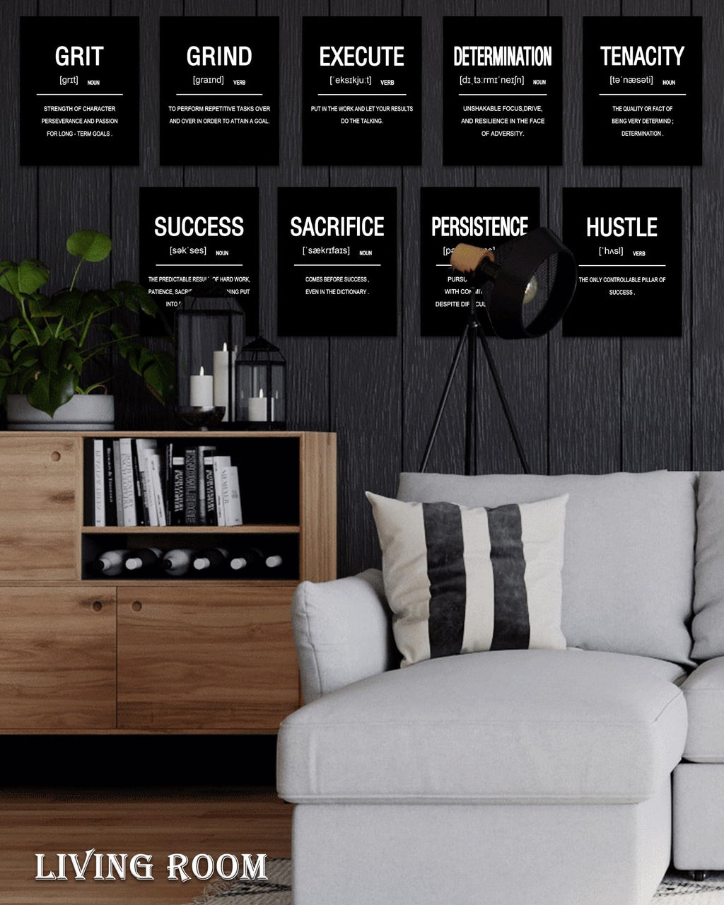 Drsoum Inspirational Office Wall Art - Motivational Quotes for Living Room - Encouraging Canvas Posters for Bedroom - Sayings for Wall Decor - 8” x10” x6 PCS (FRAMED)