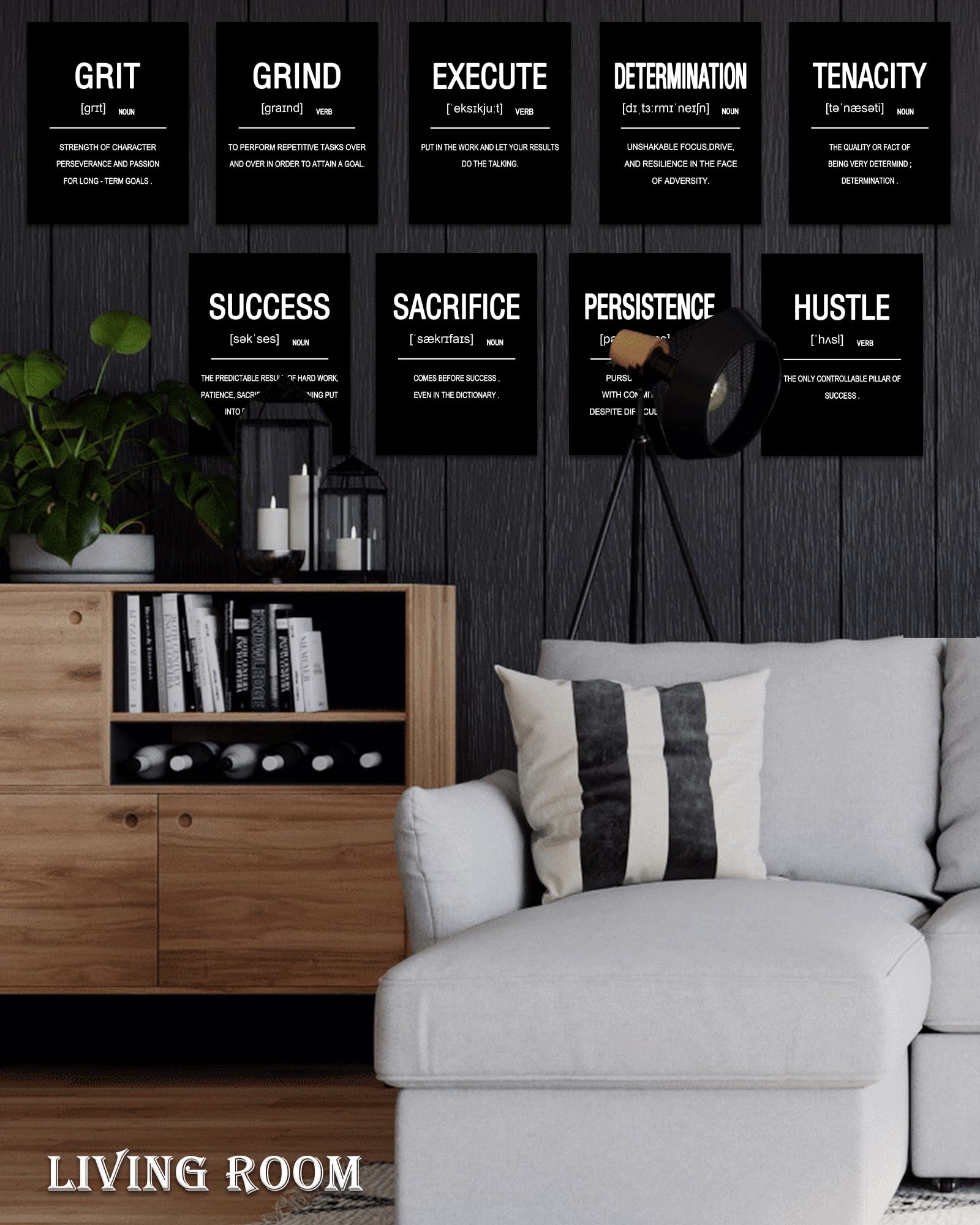 Drsoum Inspirational Office Wall Art - Motivational Quotes for Living Room - Encouraging Canvas Posters for Bedroom - Sayings for Wall Decor - 8” x10” x6 PCS (FRAMED)