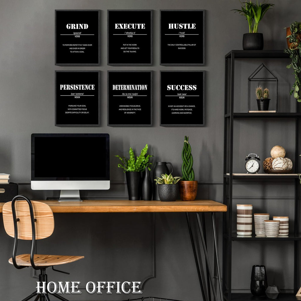 Drsoum Inspirational Office Wall Art - Motivational Quotes for Living Room - Encouraging Canvas Posters for Bedroom - Sayings for Wall Decor - 8” x10” x6 PCS (FRAMED)