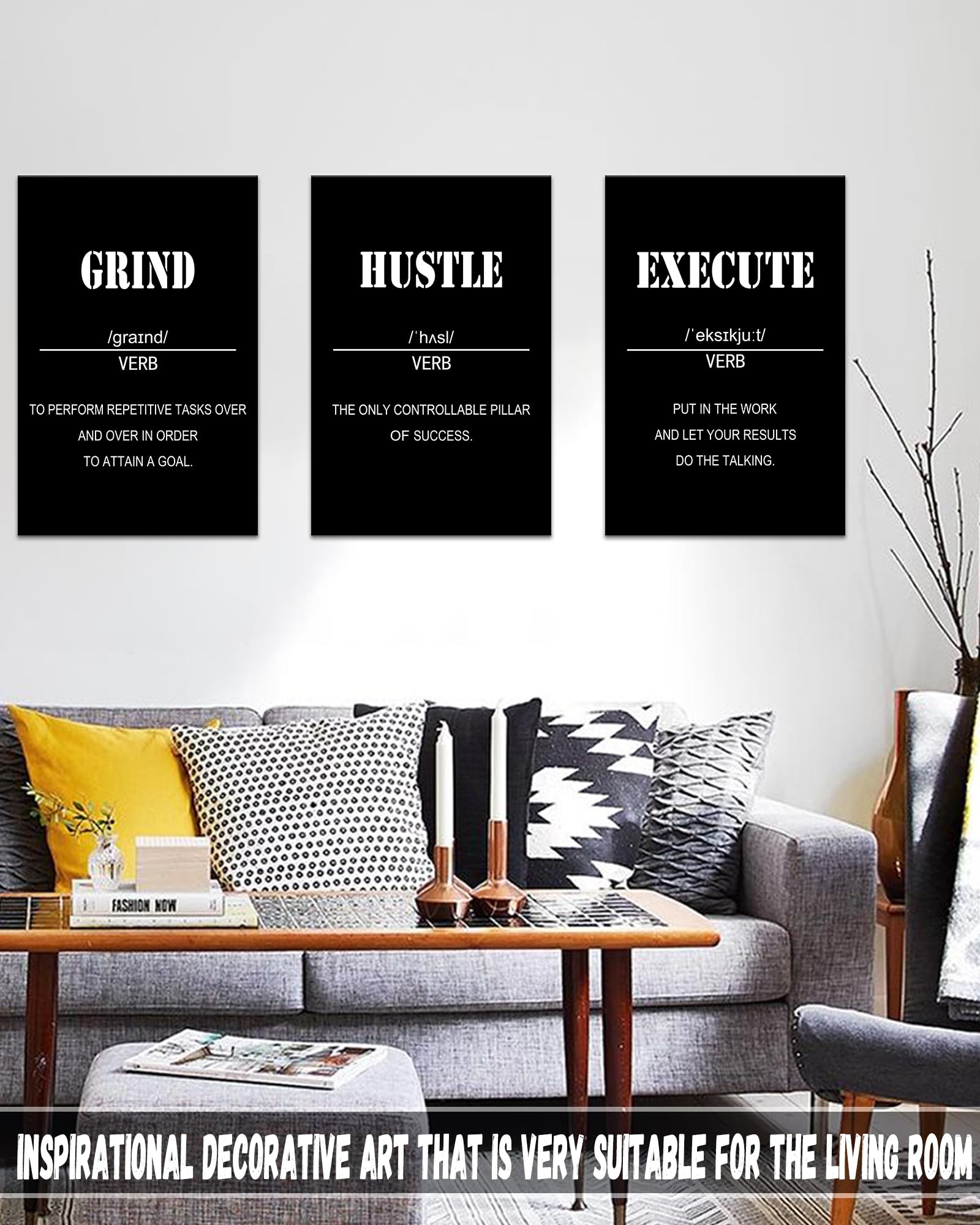 Drsoum Inspirational Office Wall Art - Motivational Quotes for Living Room - Encouraging Canvas Posters for Bedroom - Sayings for Wall Decor - 8” x10” x6 PCS (FRAMED)