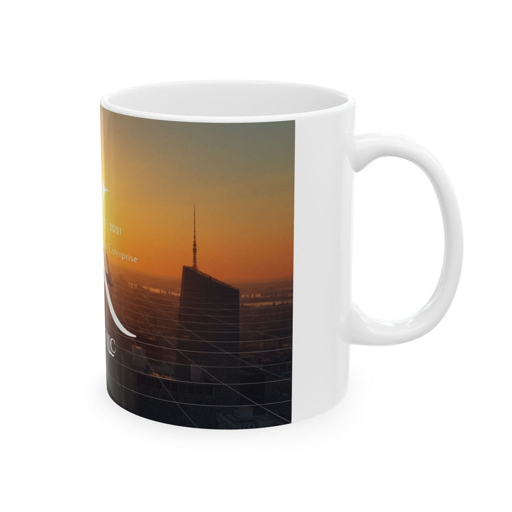 AK Enterprise LLC Logo Ceramic Mug — Sunrise Branded Coffee Cup (11oz & 15oz)