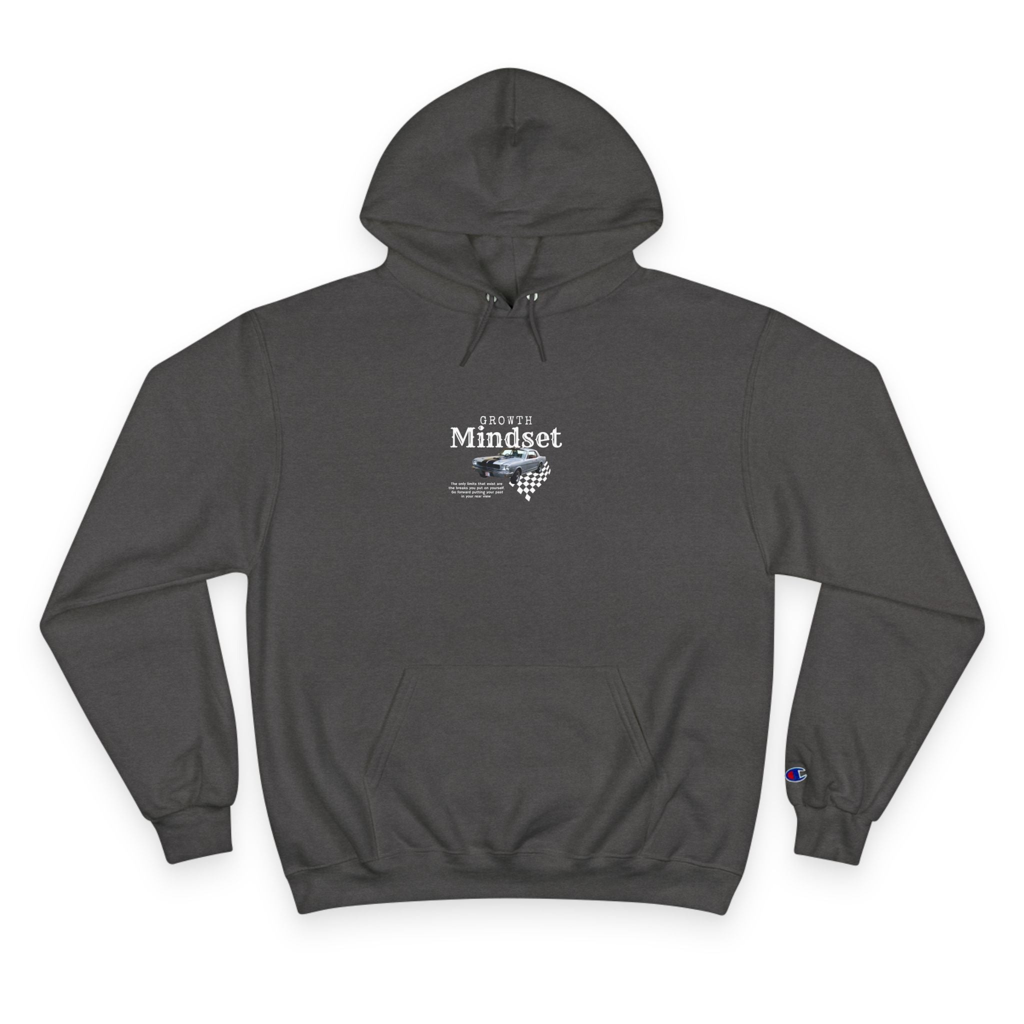 Growth Mindset Hoodie — Motivational Champion Hoodie with Car & Checkered Design