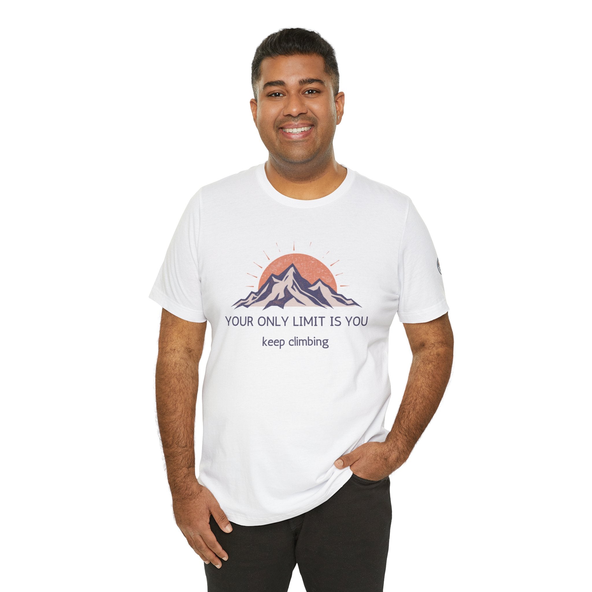 Motivational Mountain Tee — "Your Only Limit Is You" Short Sleeve Shirt