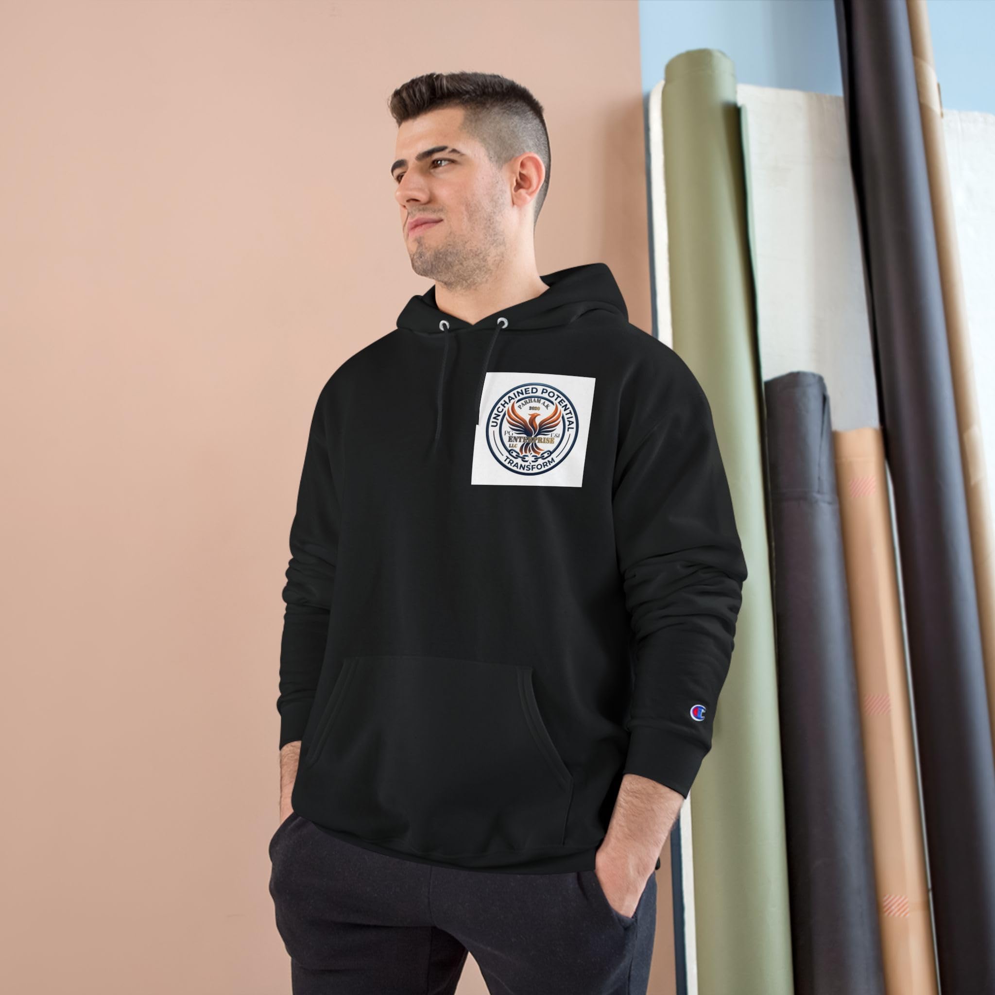 Vintage Muscle Car Hoodie | Small Chest Emblem, Back Car Graphic